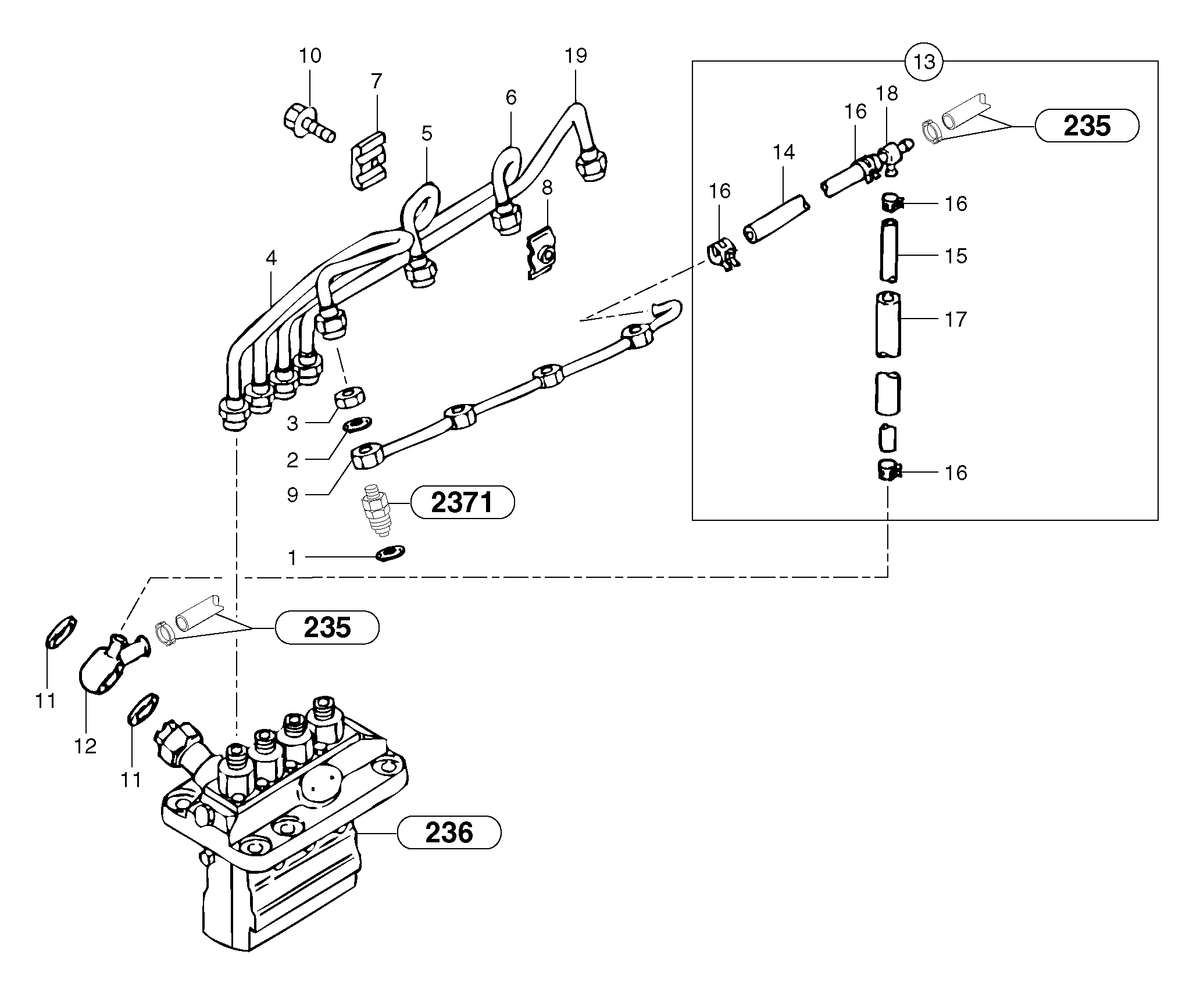 Схема запчастей Volvo EC35 TYPE 283 - 1107 Fuel circuit : injection pump 