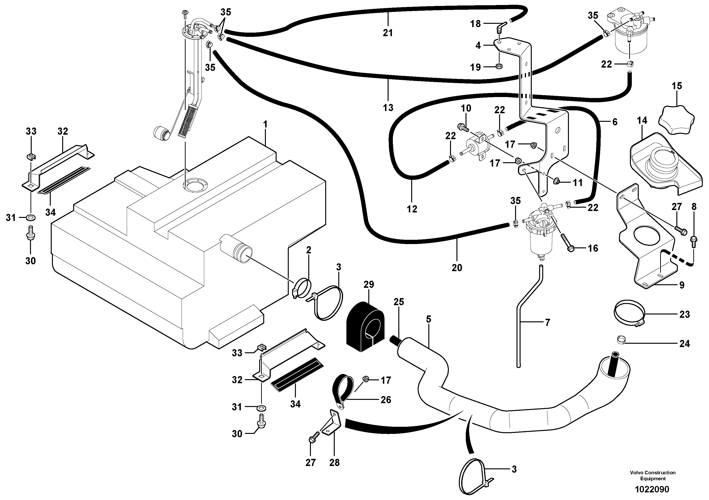 Схема запчастей Volvo EC35 TYPE 283 - 69544 Fuel circuit 