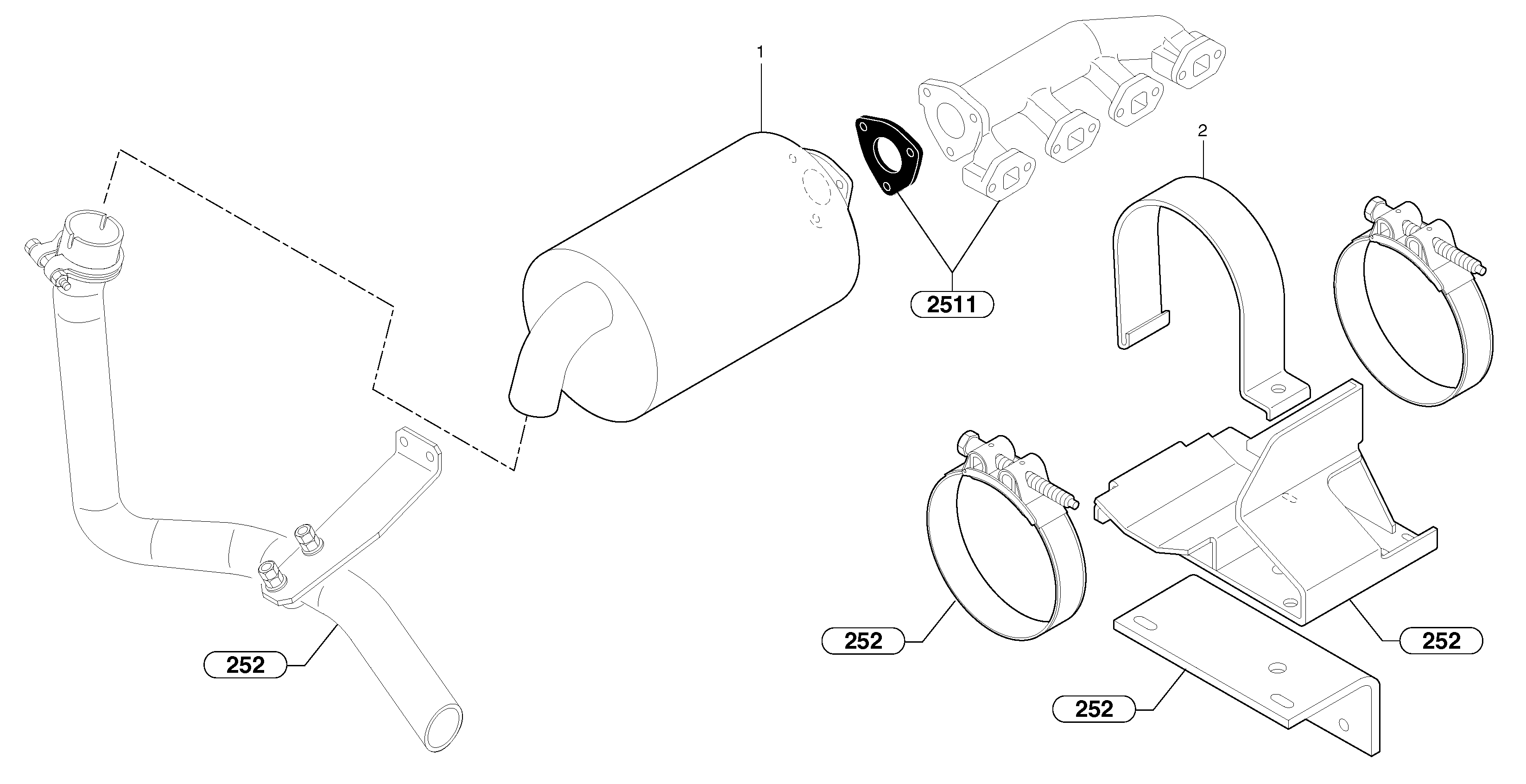 Схема запчастей Volvo EC35 TYPE 283 - 2156 Muffler with catalytic exhaust 