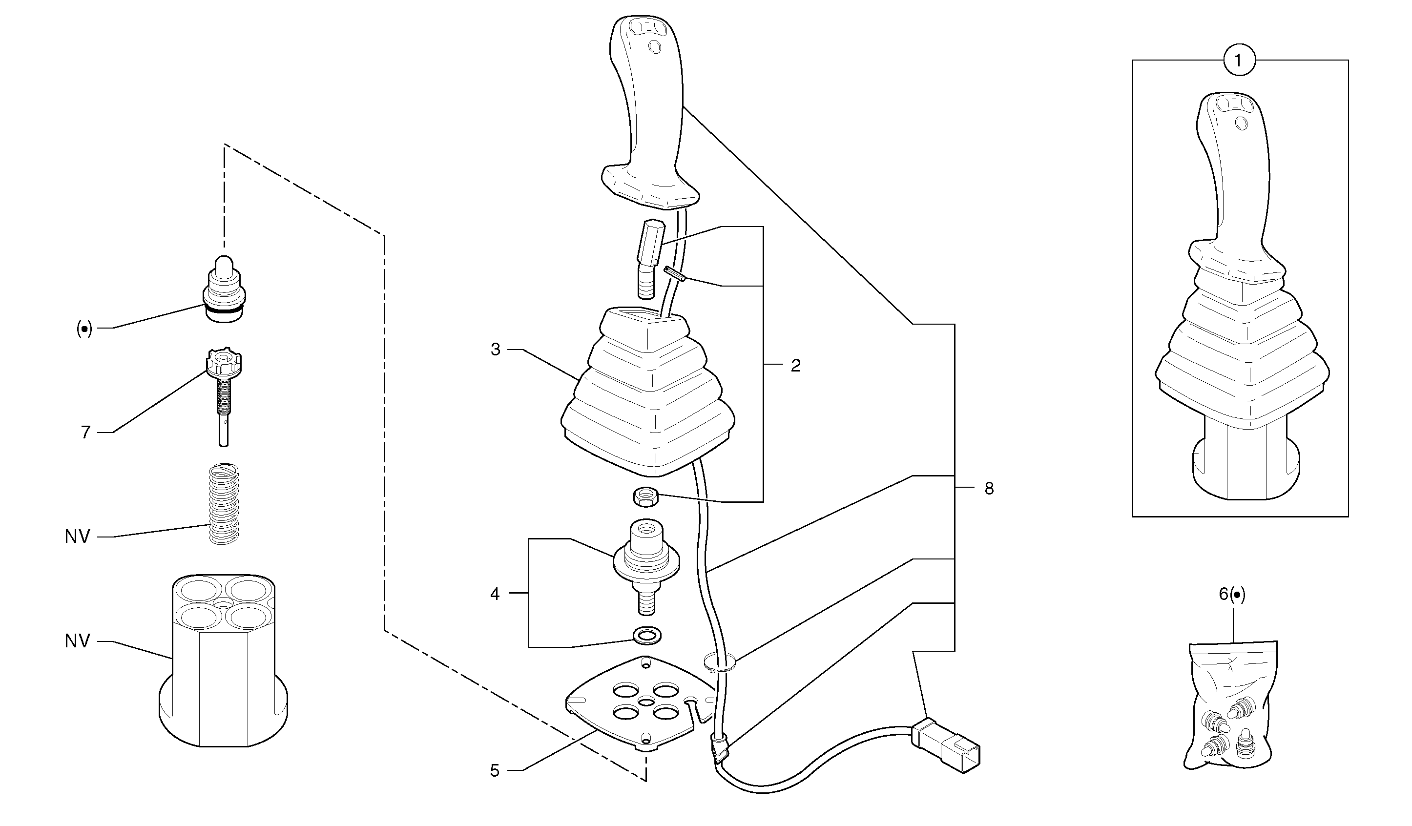 Схема запчастей Volvo EC45 TYPE 284 - 9388 Control lever : boom / bucket ( right ) 