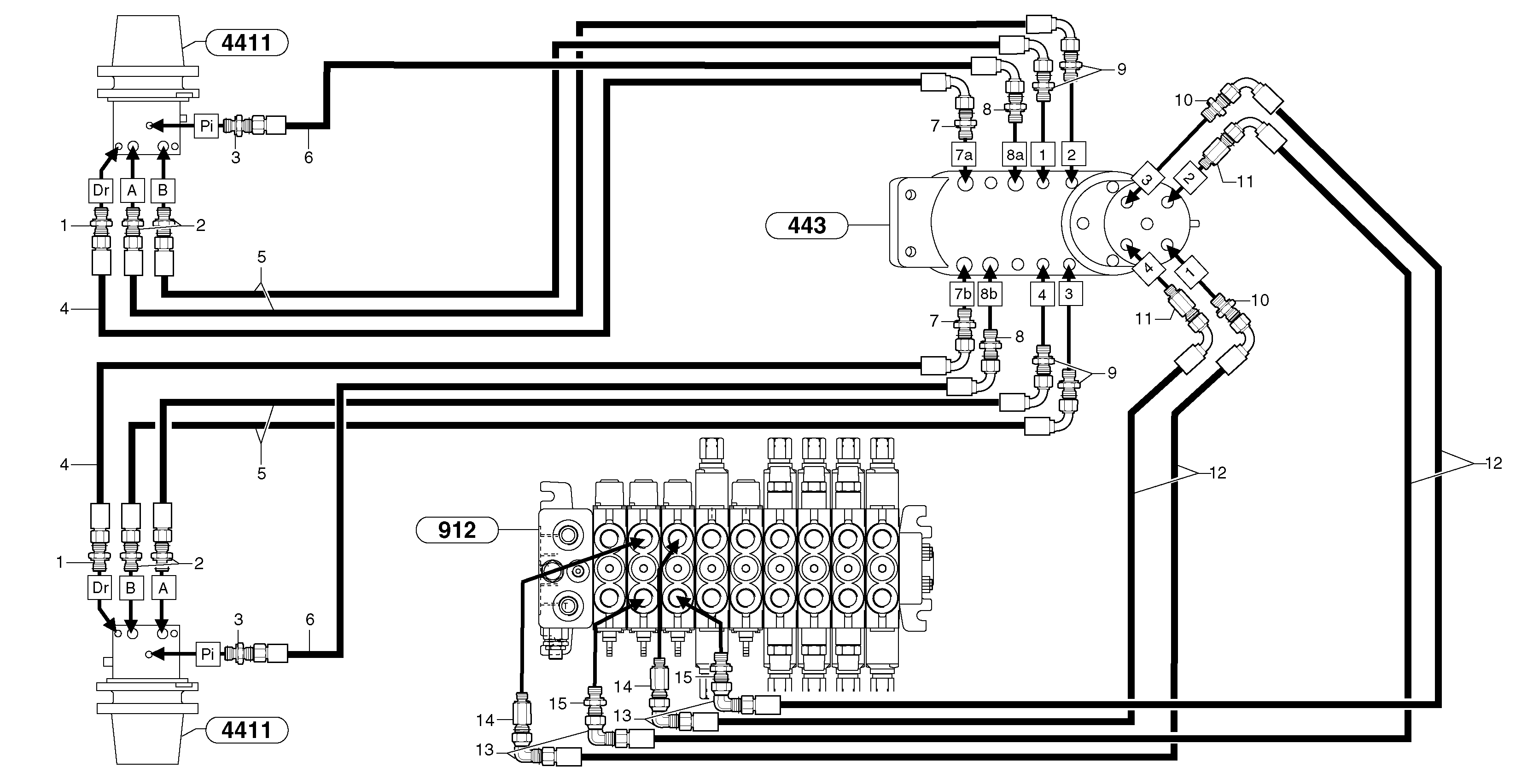 Схема запчастей Volvo EC45 TYPE 284 - 37176 Hydr. circuit. ( travelling ) 