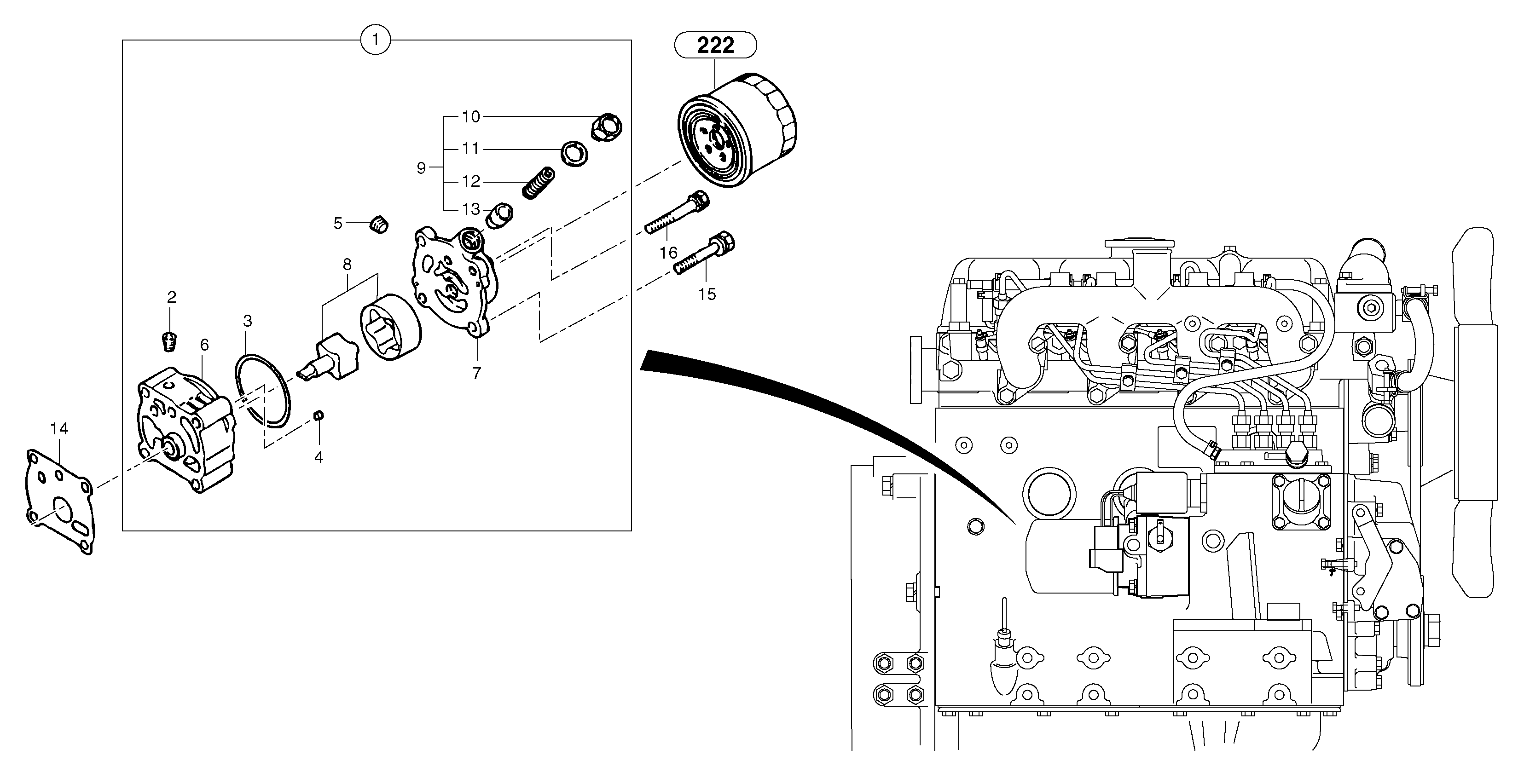 Схема запчастей Volvo EC45 TYPE 284 - 3233 Lubricating oil pump 