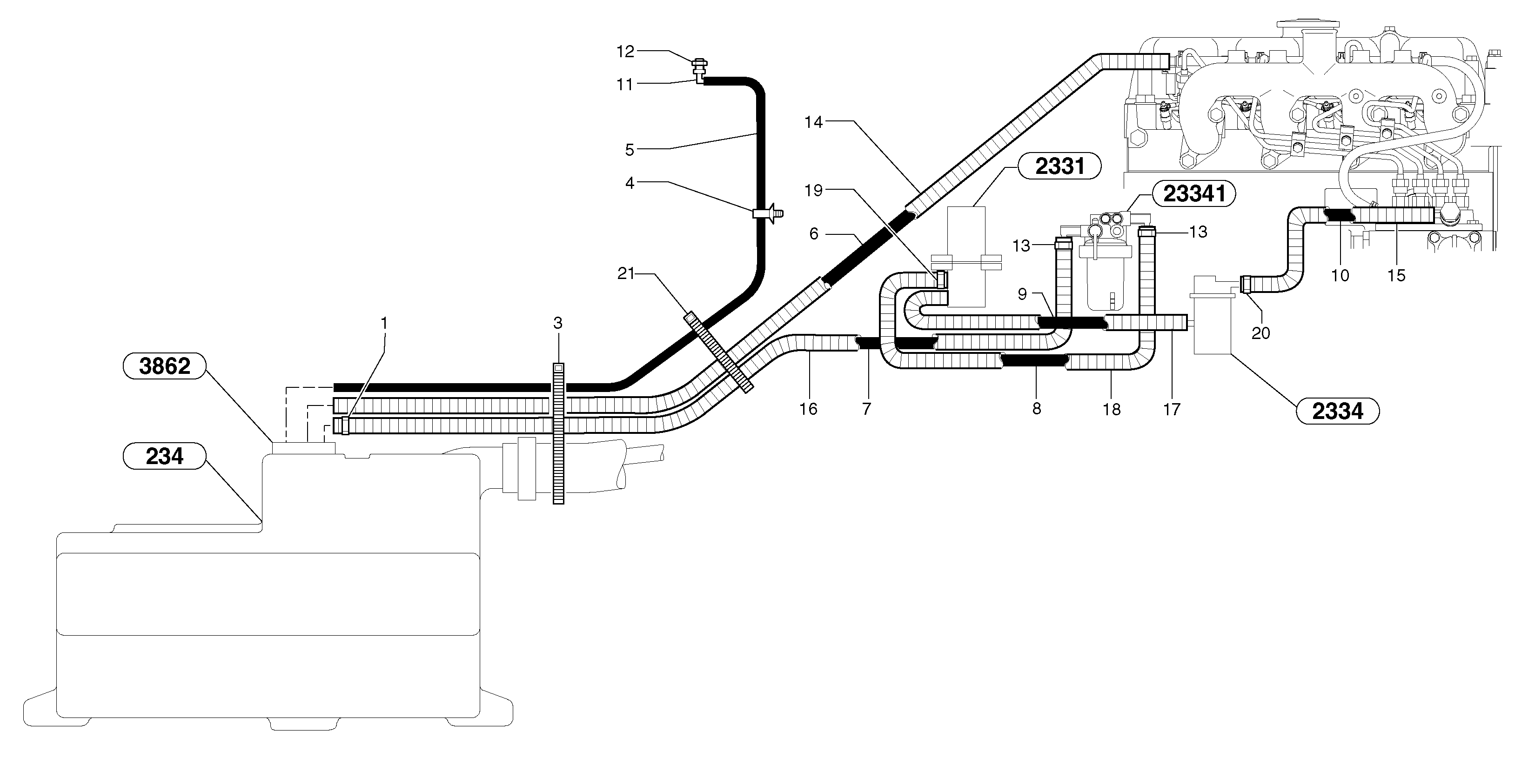 Схема запчастей Volvo EC45 TYPE 284 - 3413 Fuel circuit 