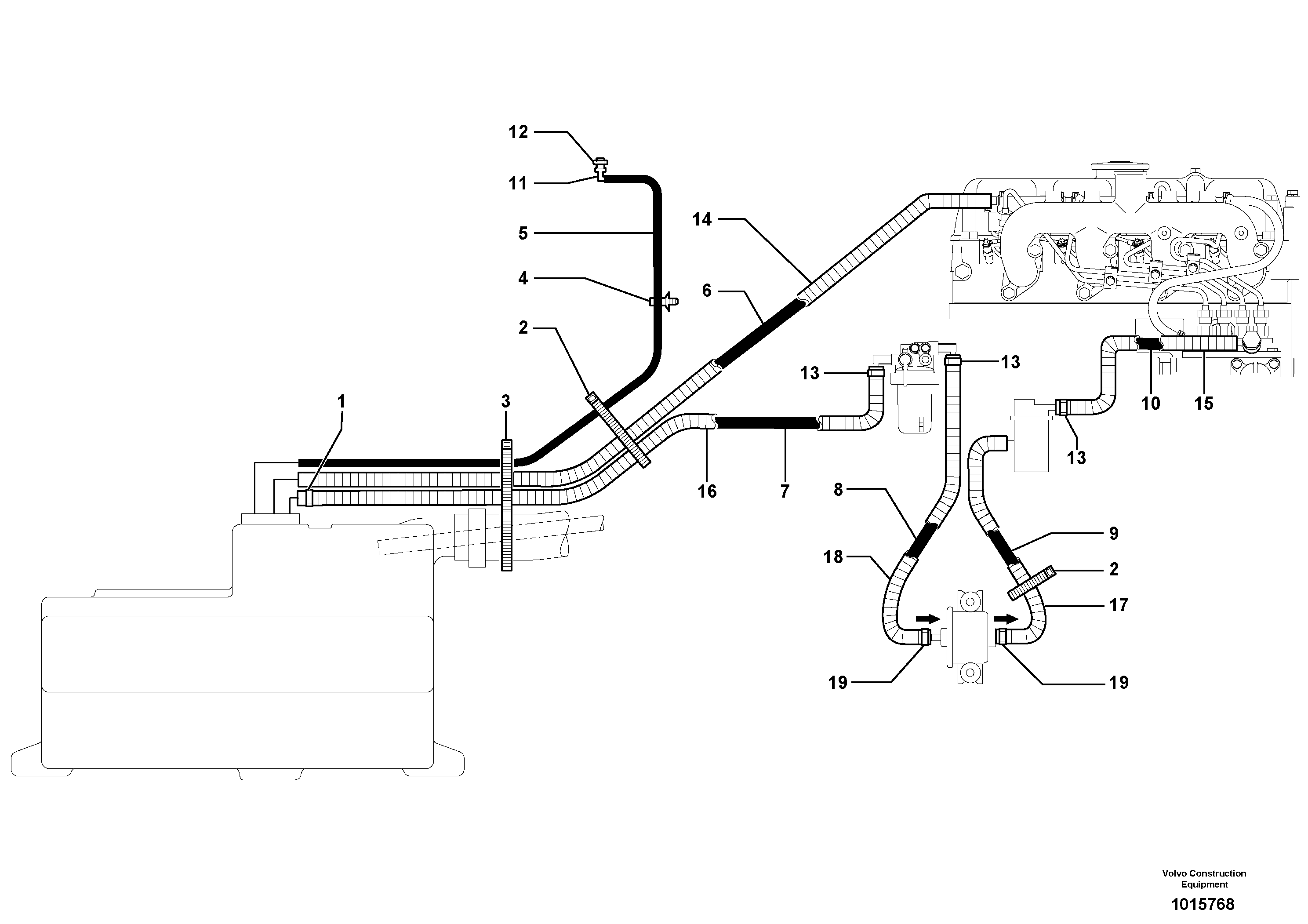 Схема запчастей Volvo EC45 TYPE 284 - 3417 Fuel circuit 