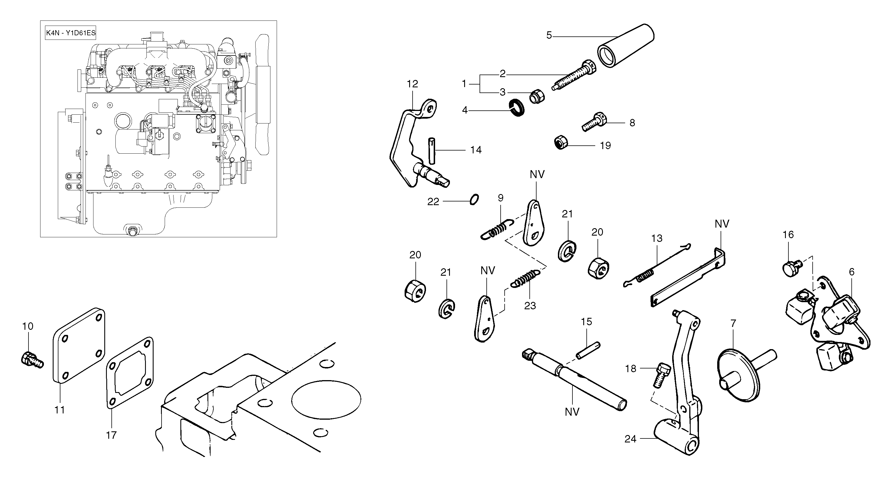 Схема запчастей Volvo EC45 TYPE 284 - 5932 Engine injection pump control 