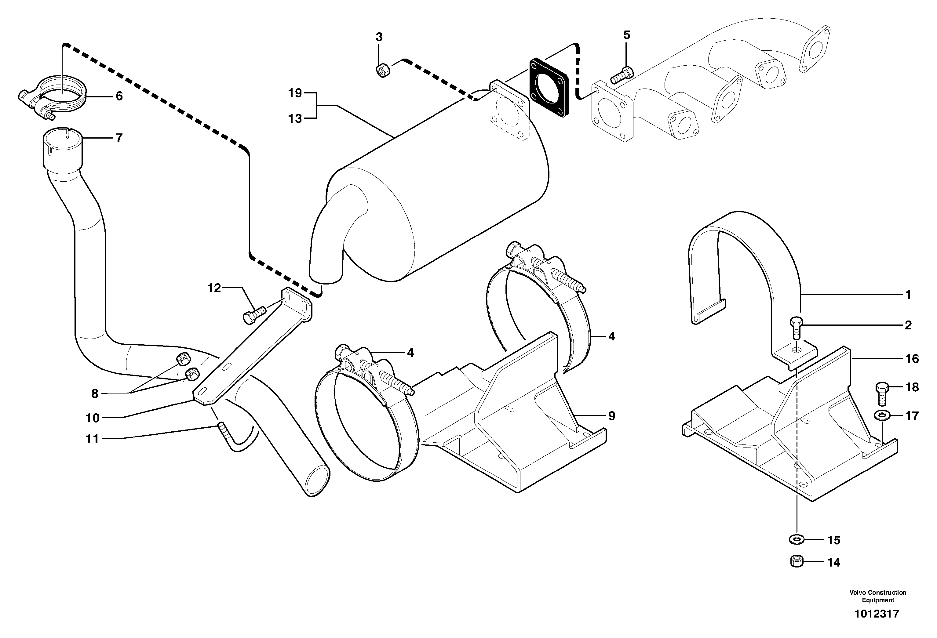 Схема запчастей Volvo EC45 TYPE 284 - 46394 Muffler 