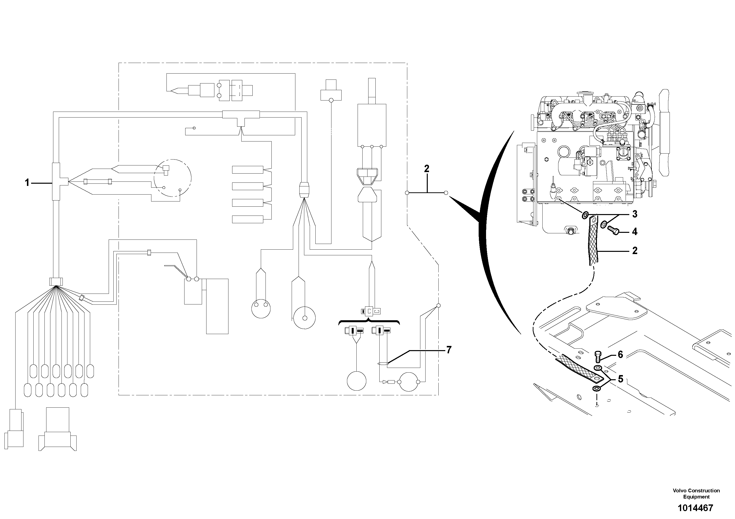 Схема запчастей Volvo EC45 TYPE 284 - 46395 Electrical system (rear) / with Puma 