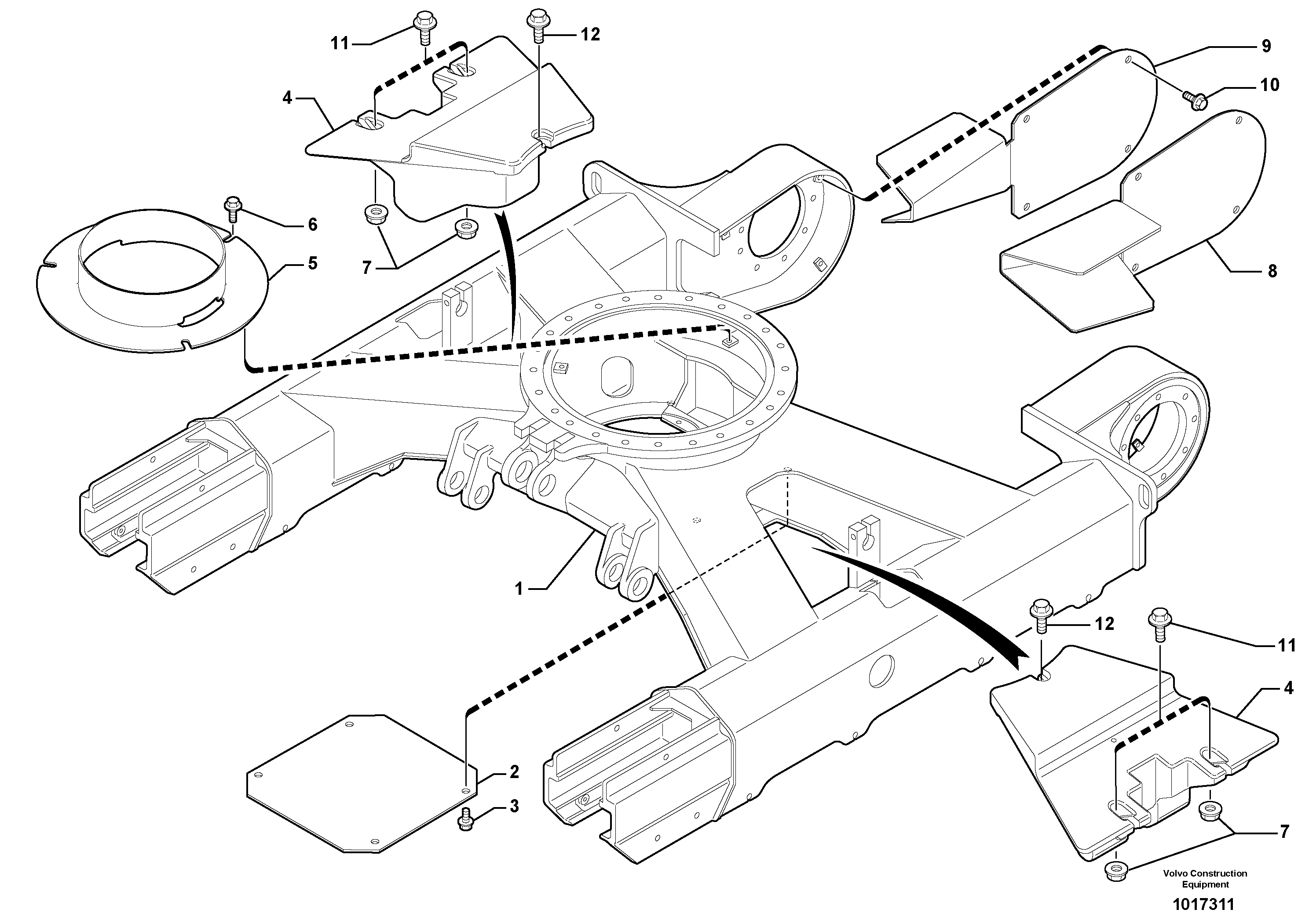 Схема запчастей Volvo EC45 TYPE 284 - 14076 Lower frame 