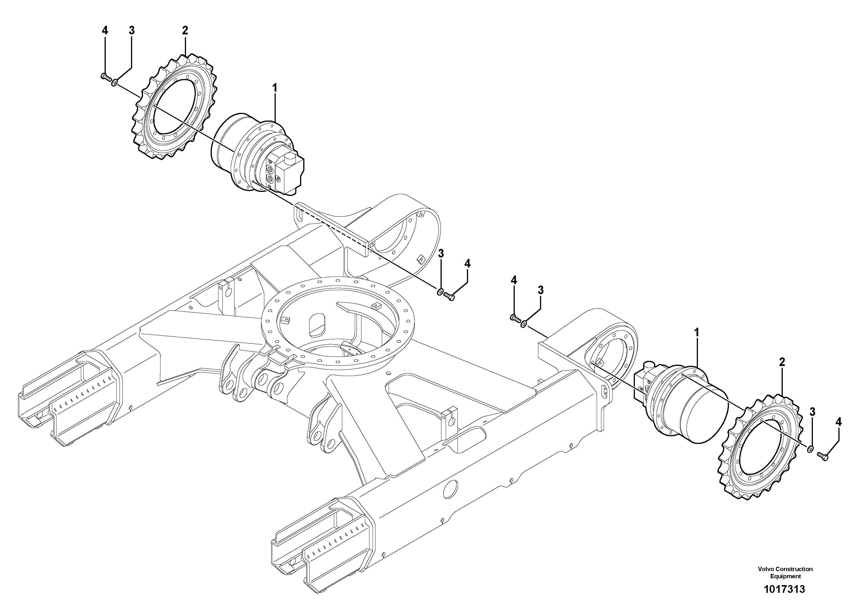 Схема запчастей Volvo EC45 TYPE 284 - 9257 Travelling gear motor assy / sprocket 