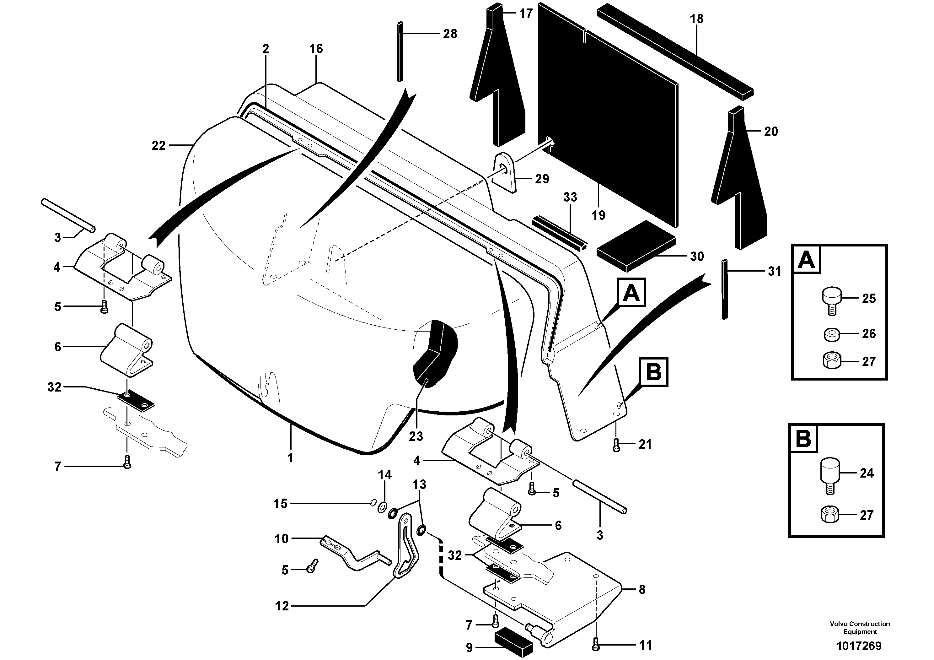 Схема запчастей Volvo EC45 TYPE 284 - 7386 Крышка двигателя 