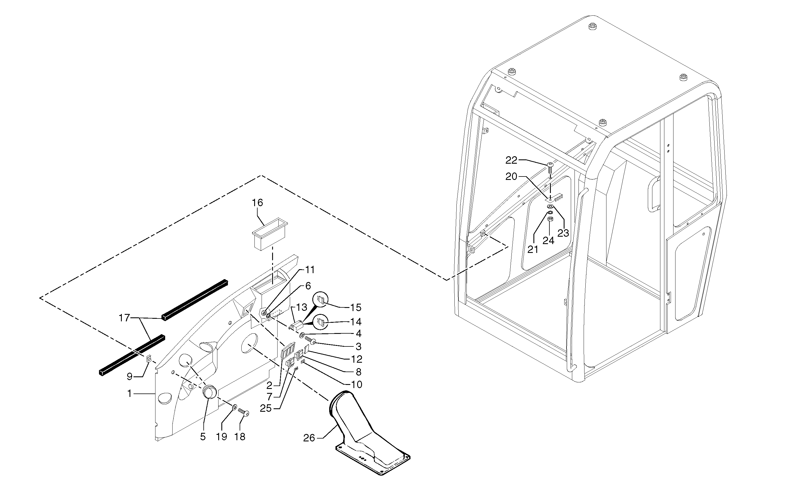 Схема запчастей Volvo EC45 TYPE 284 - 9551 Cab : console 