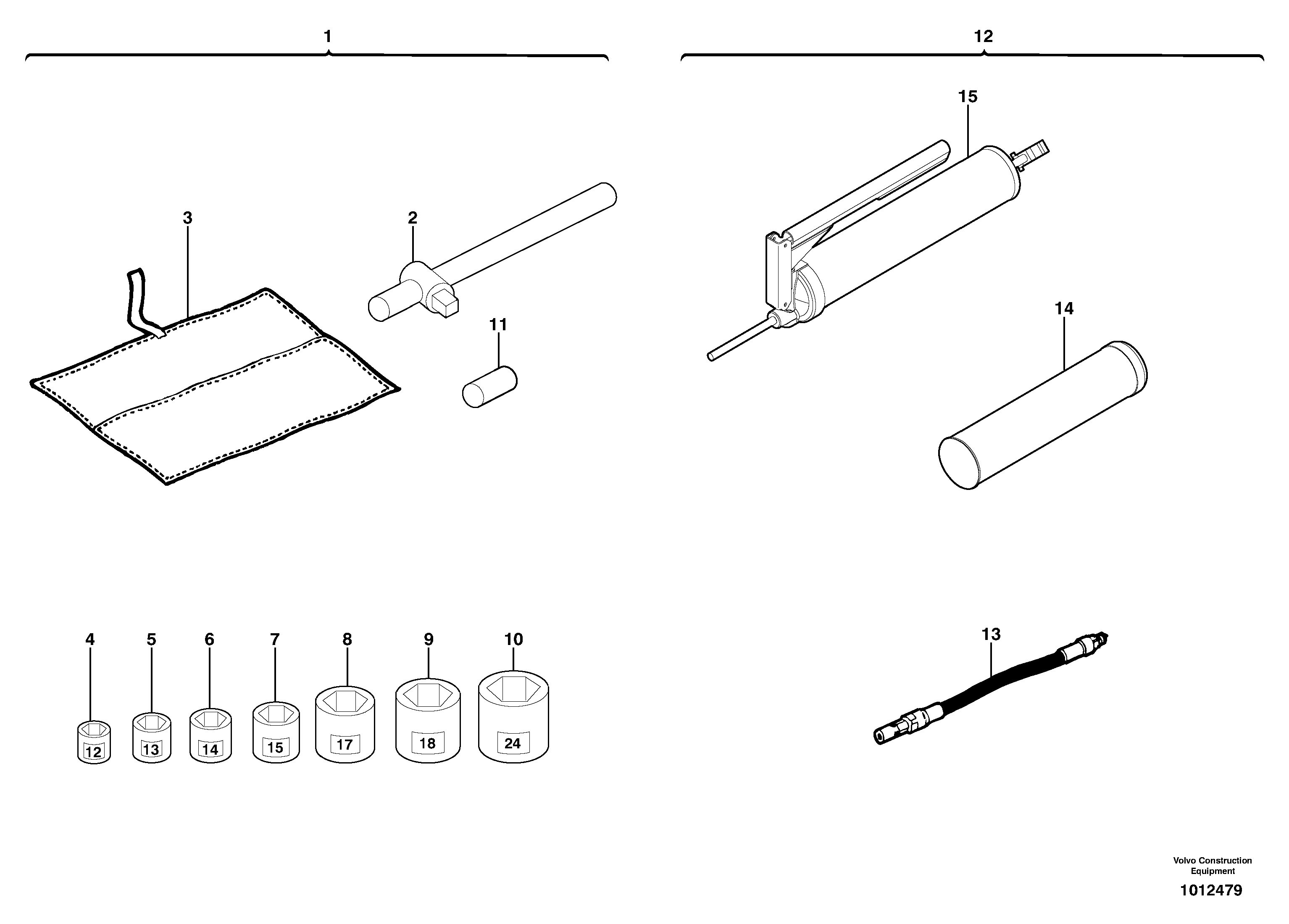 Схема запчастей Volvo EC45 TYPE 284 - 40764 Инструменты для ремонта 