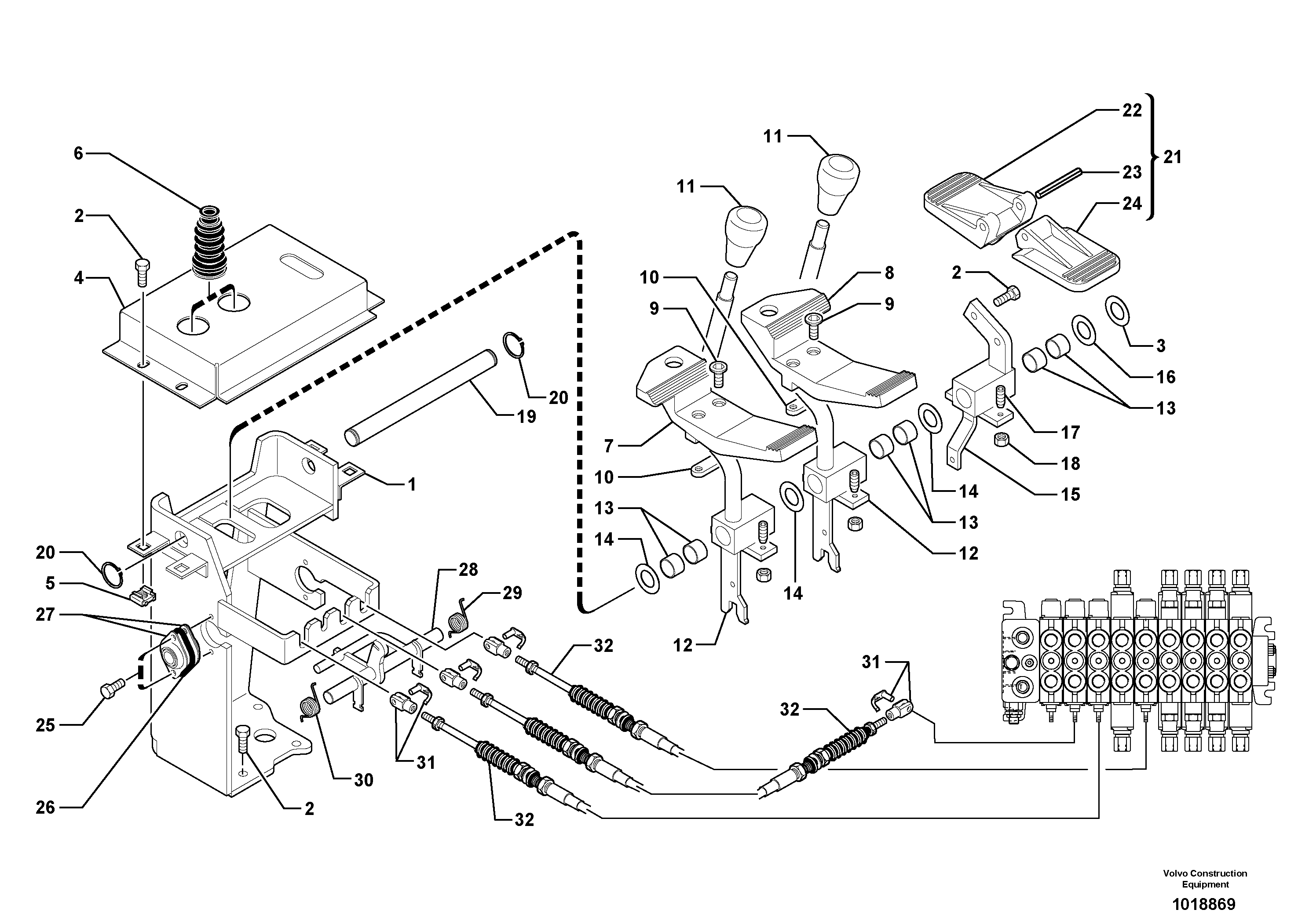 Схема запчастей Volvo EC45 TYPE 284 - 106774 Control levers : plastic pedal 