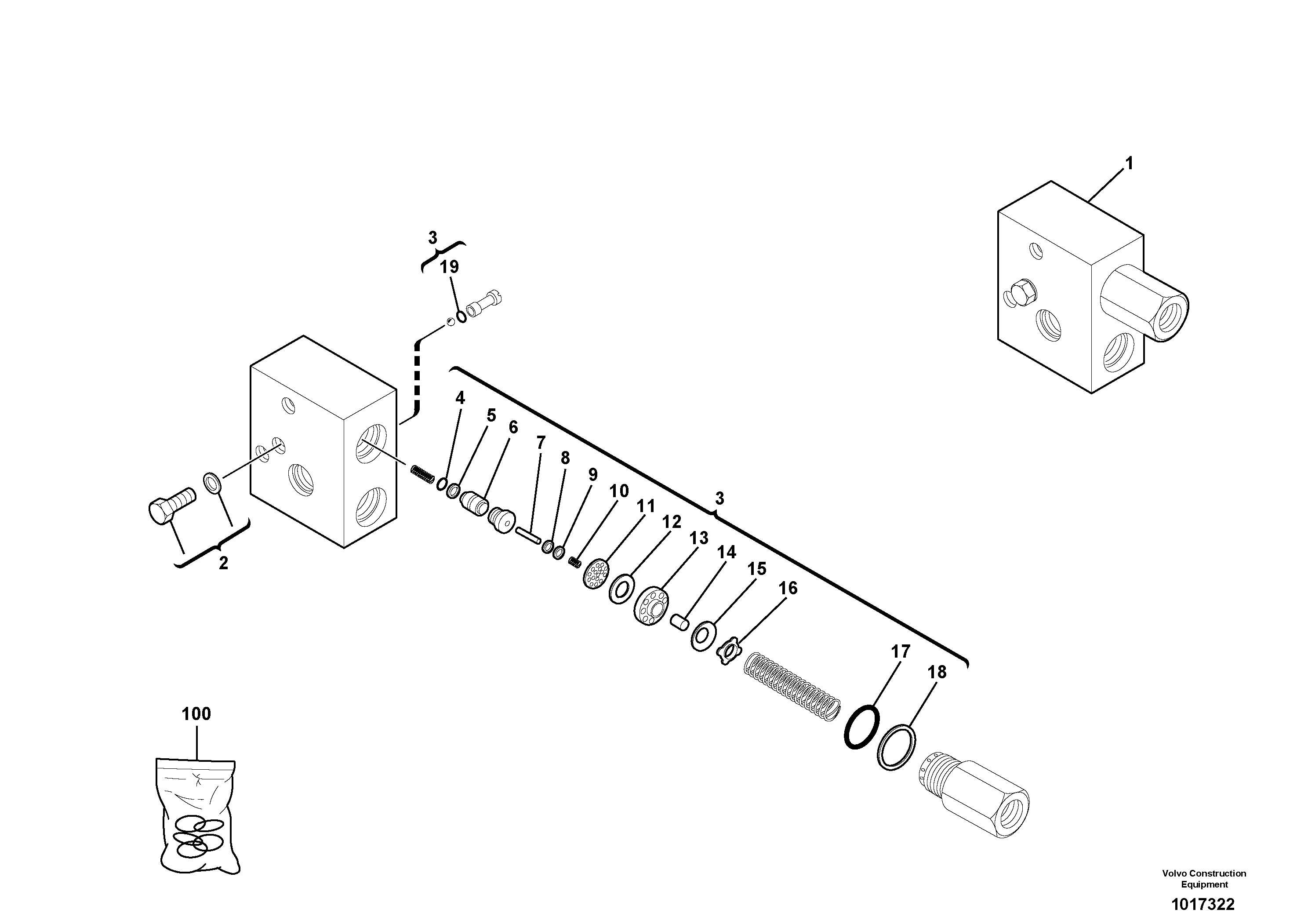 Схема запчастей Volvo EC45 TYPE 284 - 8742 Safety valve ( dipper arm cylinder ) 