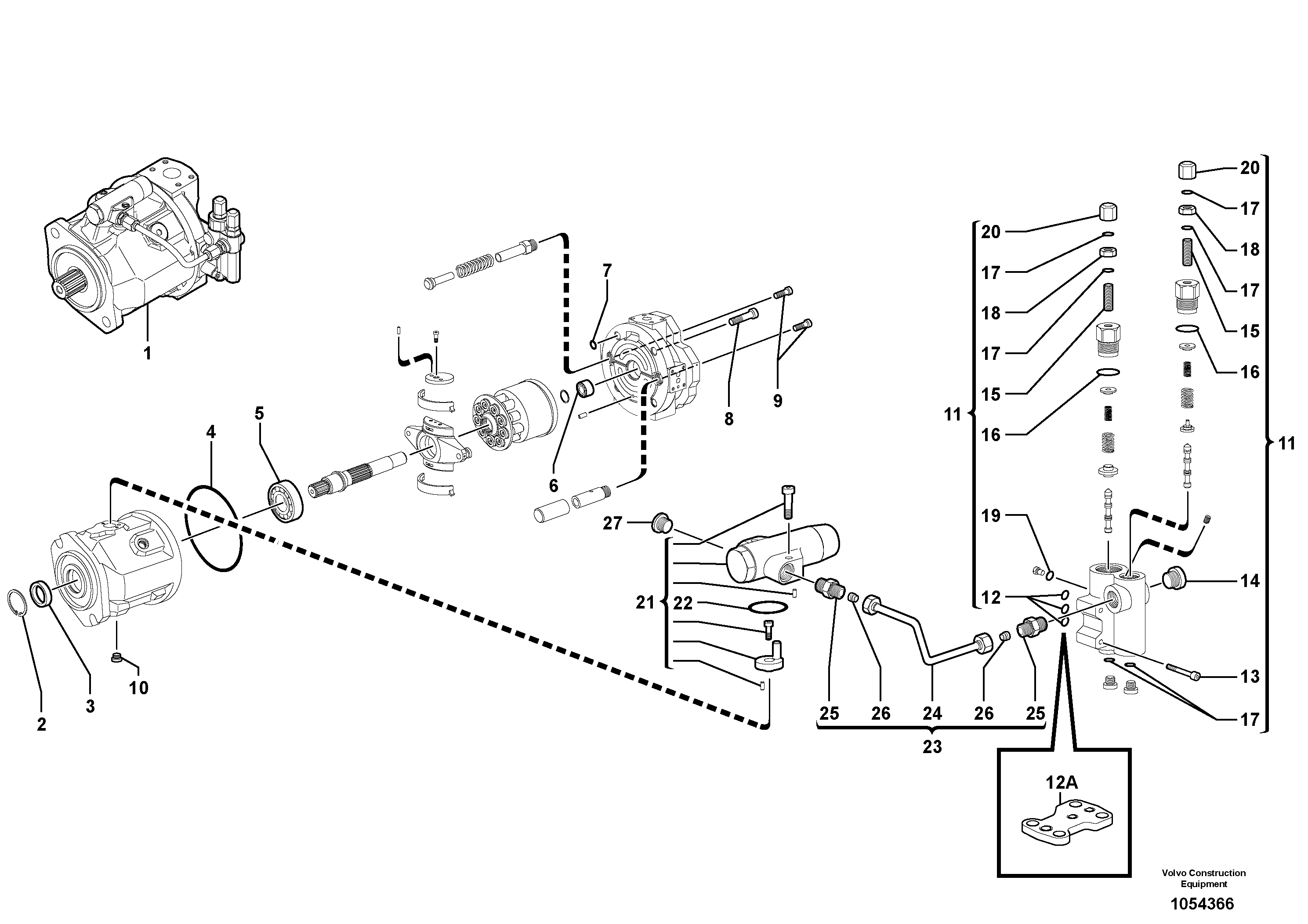Схема запчастей Volvo EC45 TYPE 284 - 16597 Гидронасос (основной насос) 