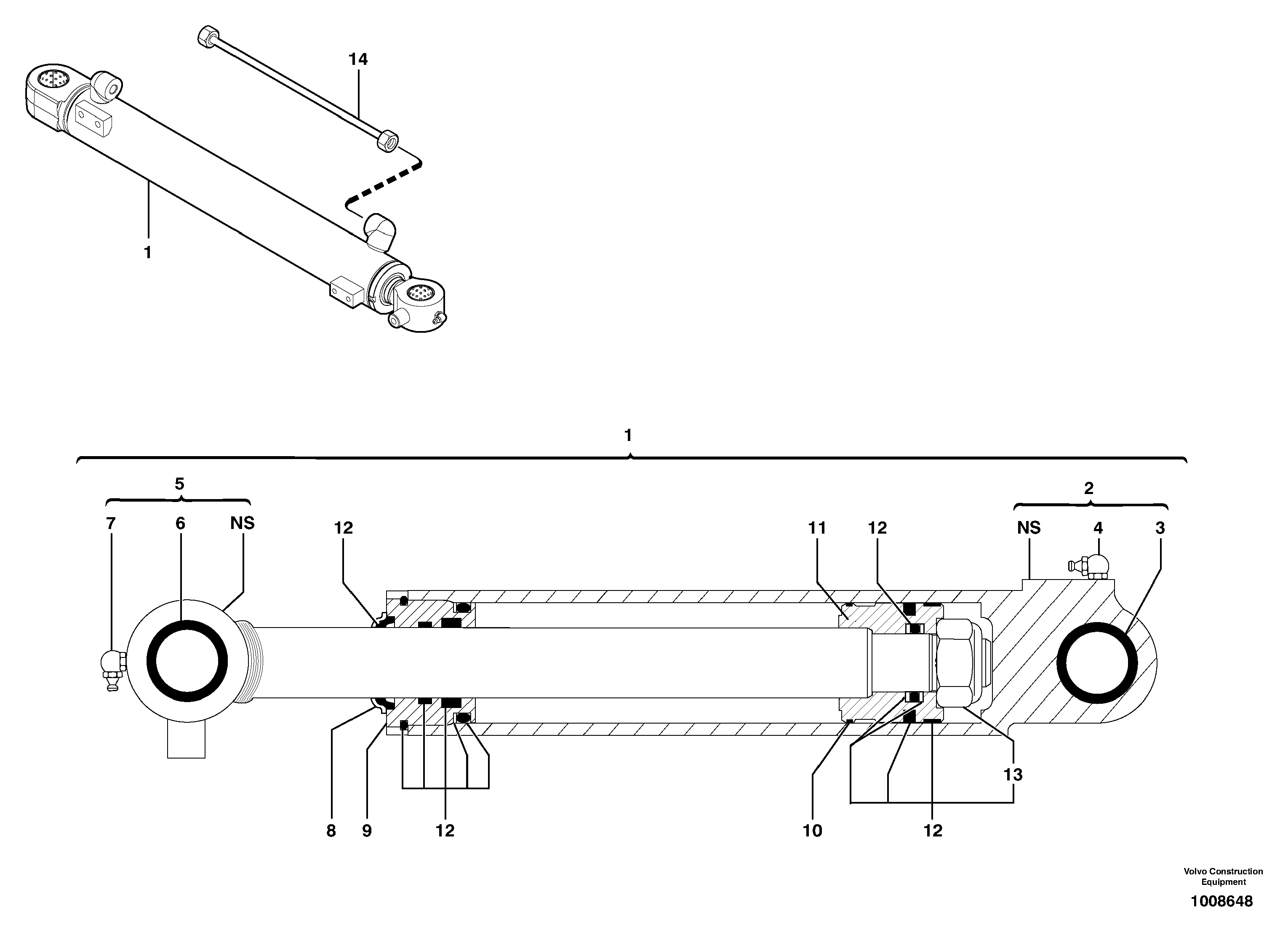 Схема запчастей Volvo EC20B TYPE 272 XT/XTV - 35534 Гидроцилиндр стрелы 