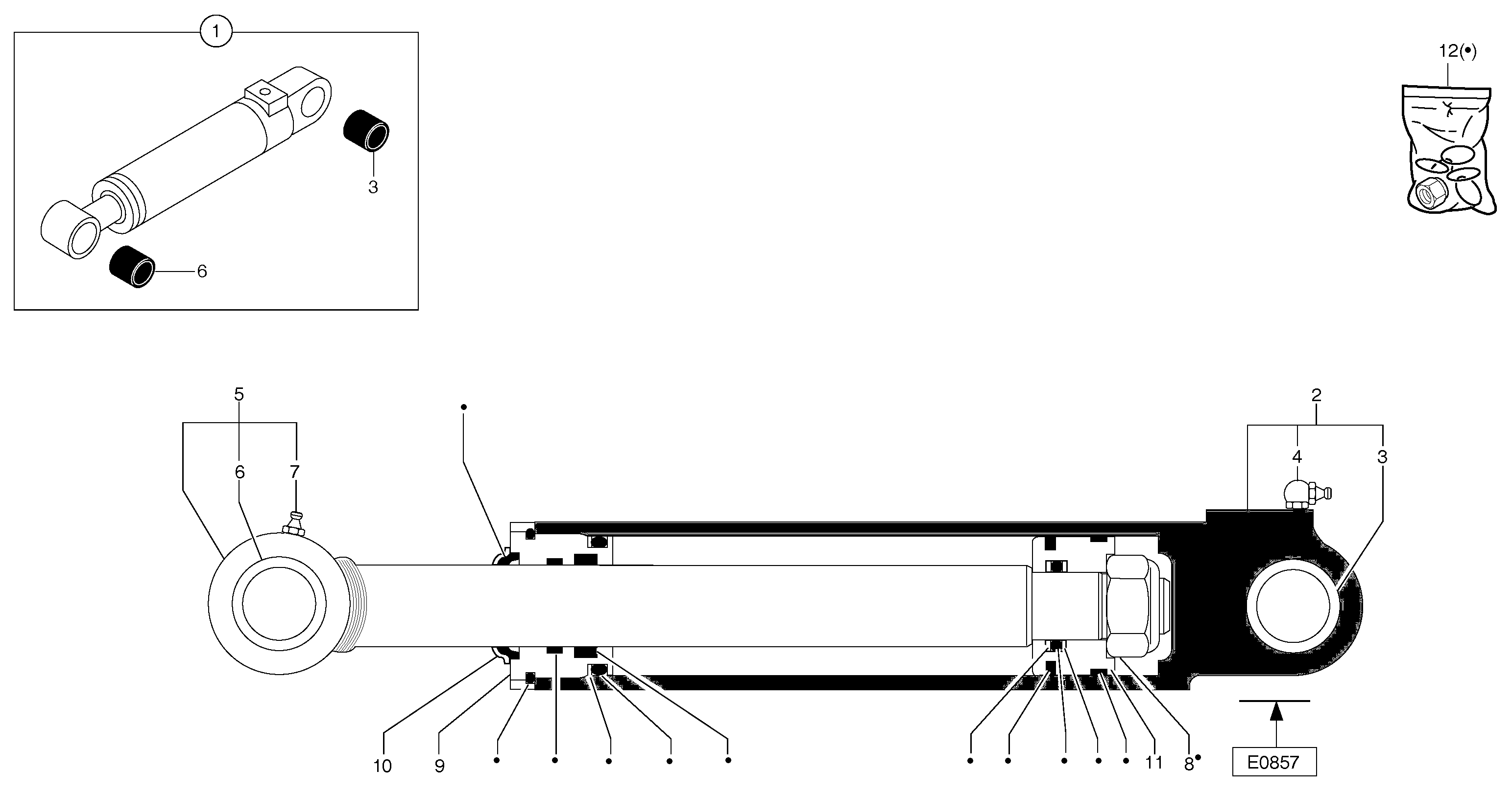 Схема запчастей Volvo EC20B TYPE 272 XT/XTV - 35536 Dipper arm cylinder 