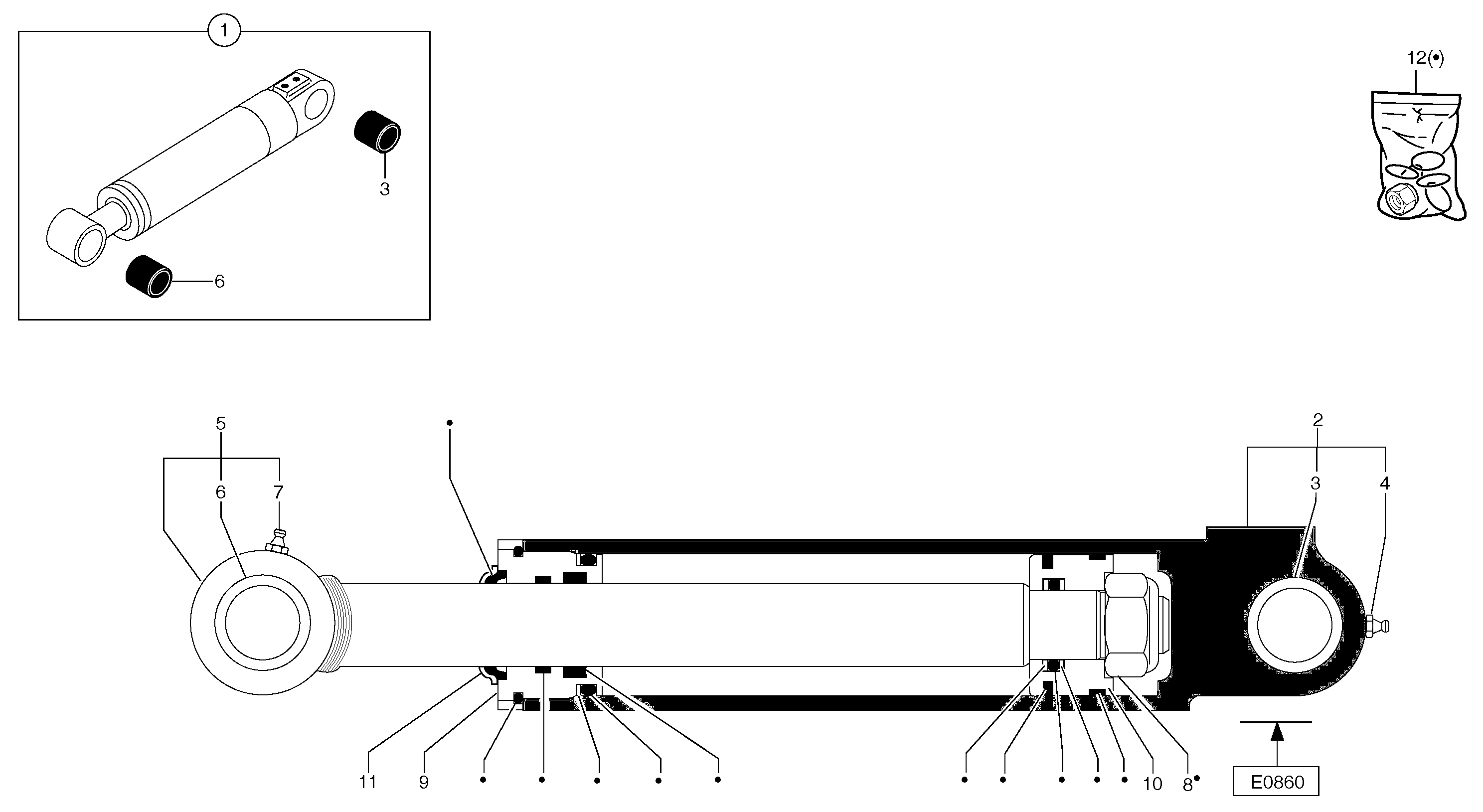 Схема запчастей Volvo EC20B TYPE 272 XT/XTV - 35541 Цилиндр ковша 