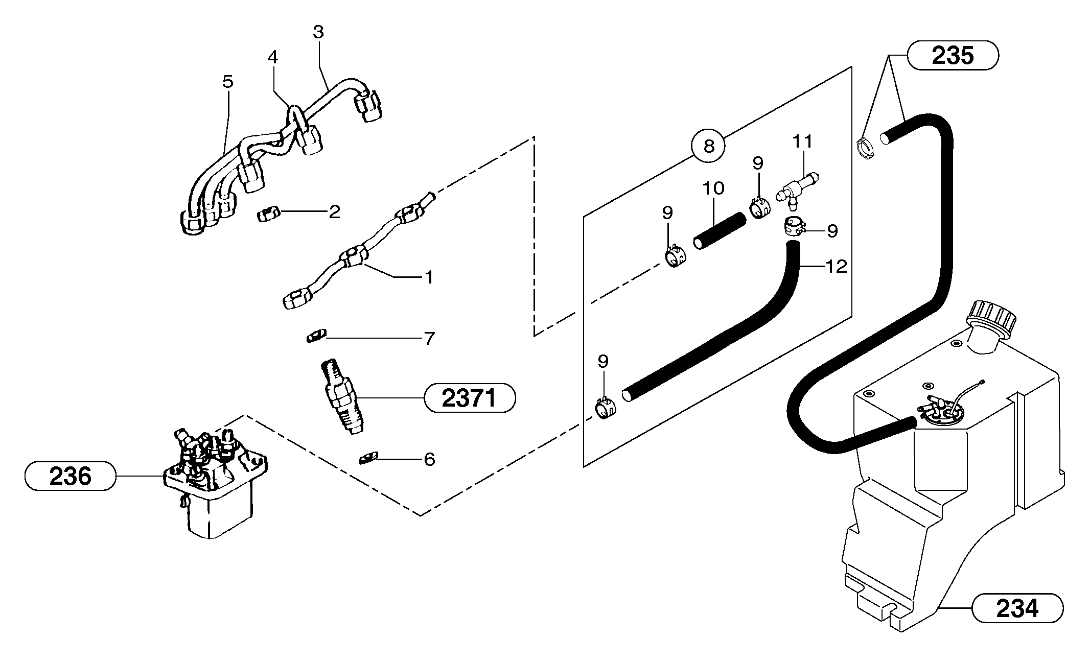 Схема запчастей Volvo EC20B TYPE 272 XT/XTV - 32931 Fuel circuit : injection pump 