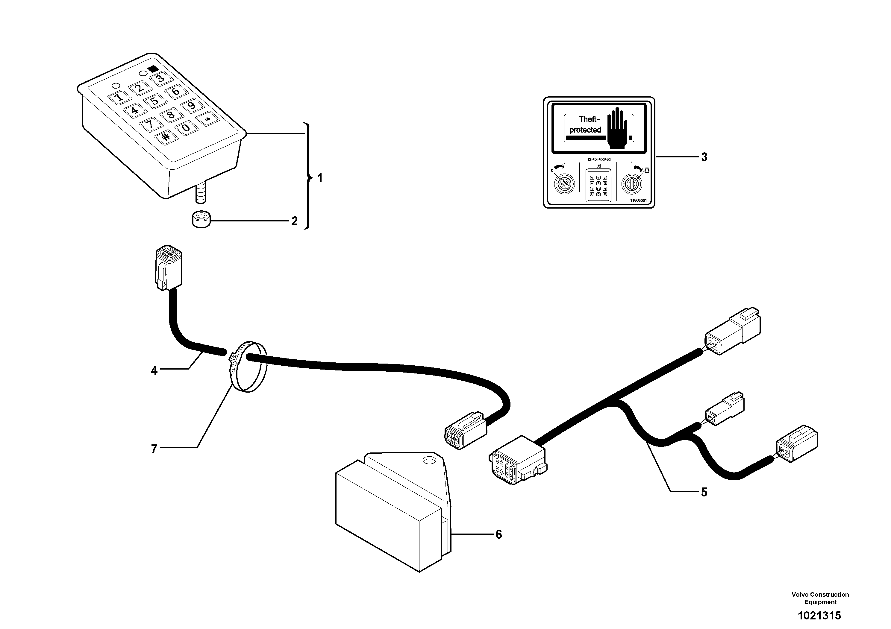 Схема запчастей Volvo EC20B TYPE 272 XT/XTV - 34822 Coded keypad ( anti-start ) 