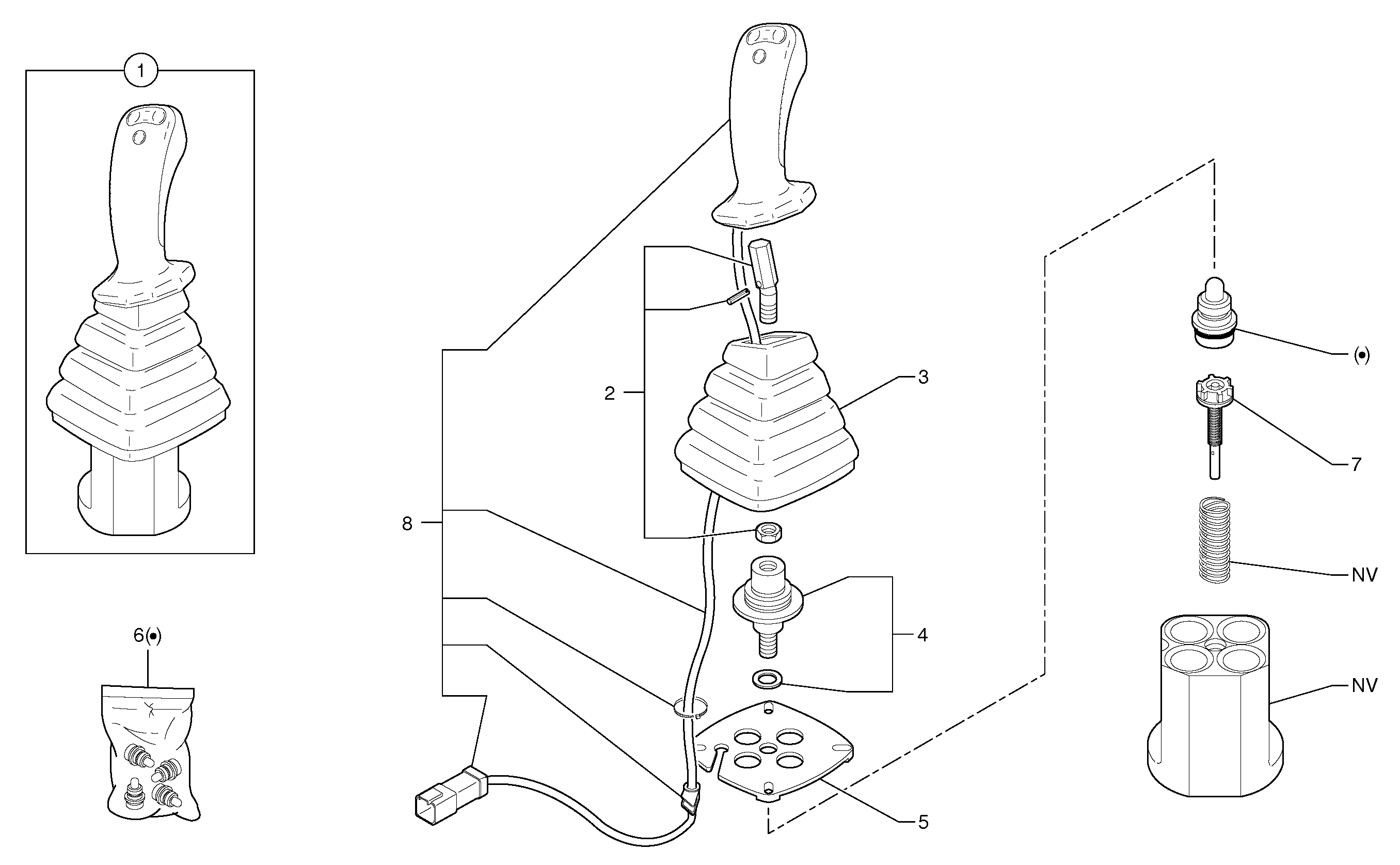 Схема запчастей Volvo EC20B TYPE 272 XT/XTV - 36245 Control lever : dipper arm / slewing ( left ) 
