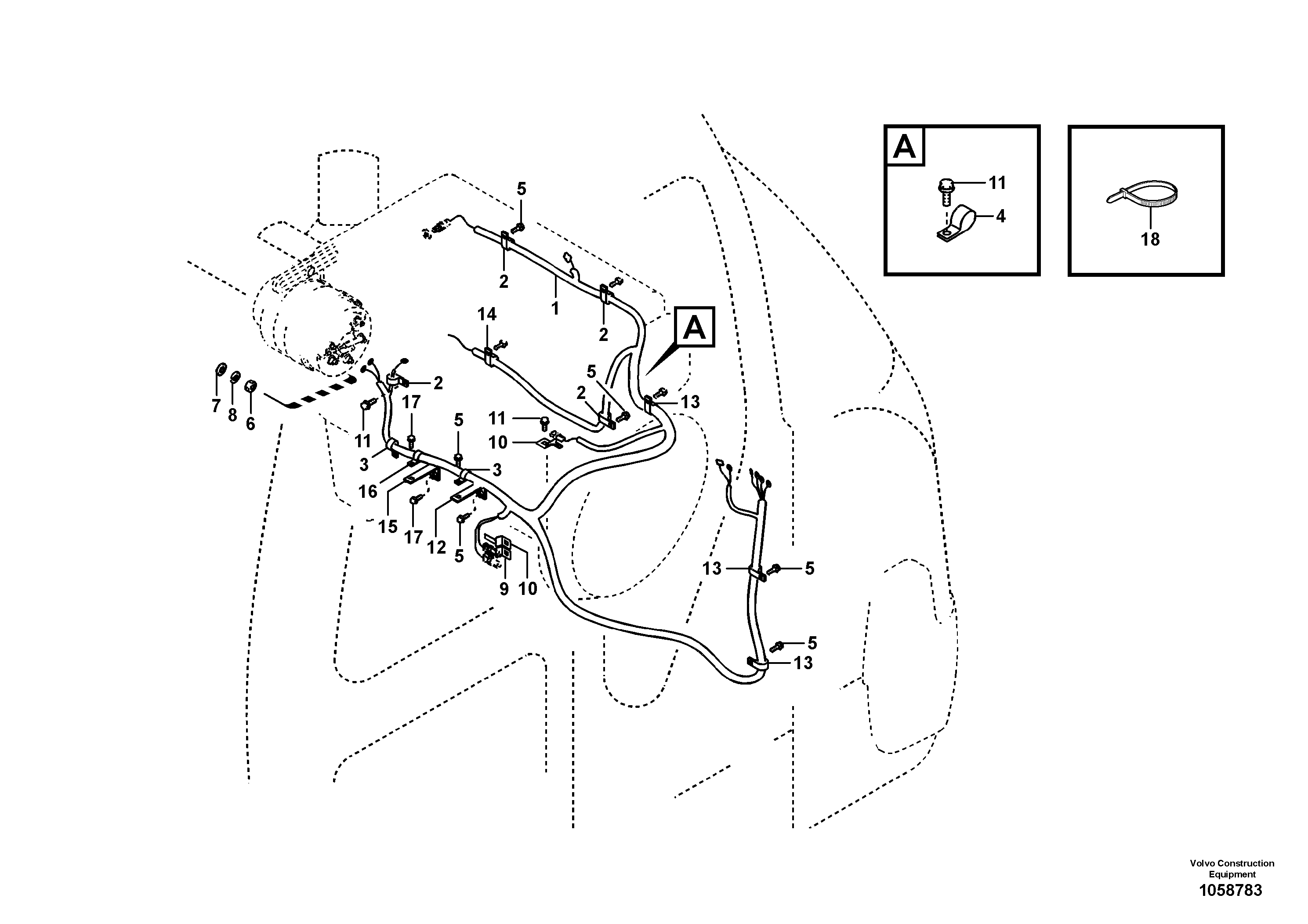 Схема запчастей Volvo EC55B - 106799 Cable harness, engine 