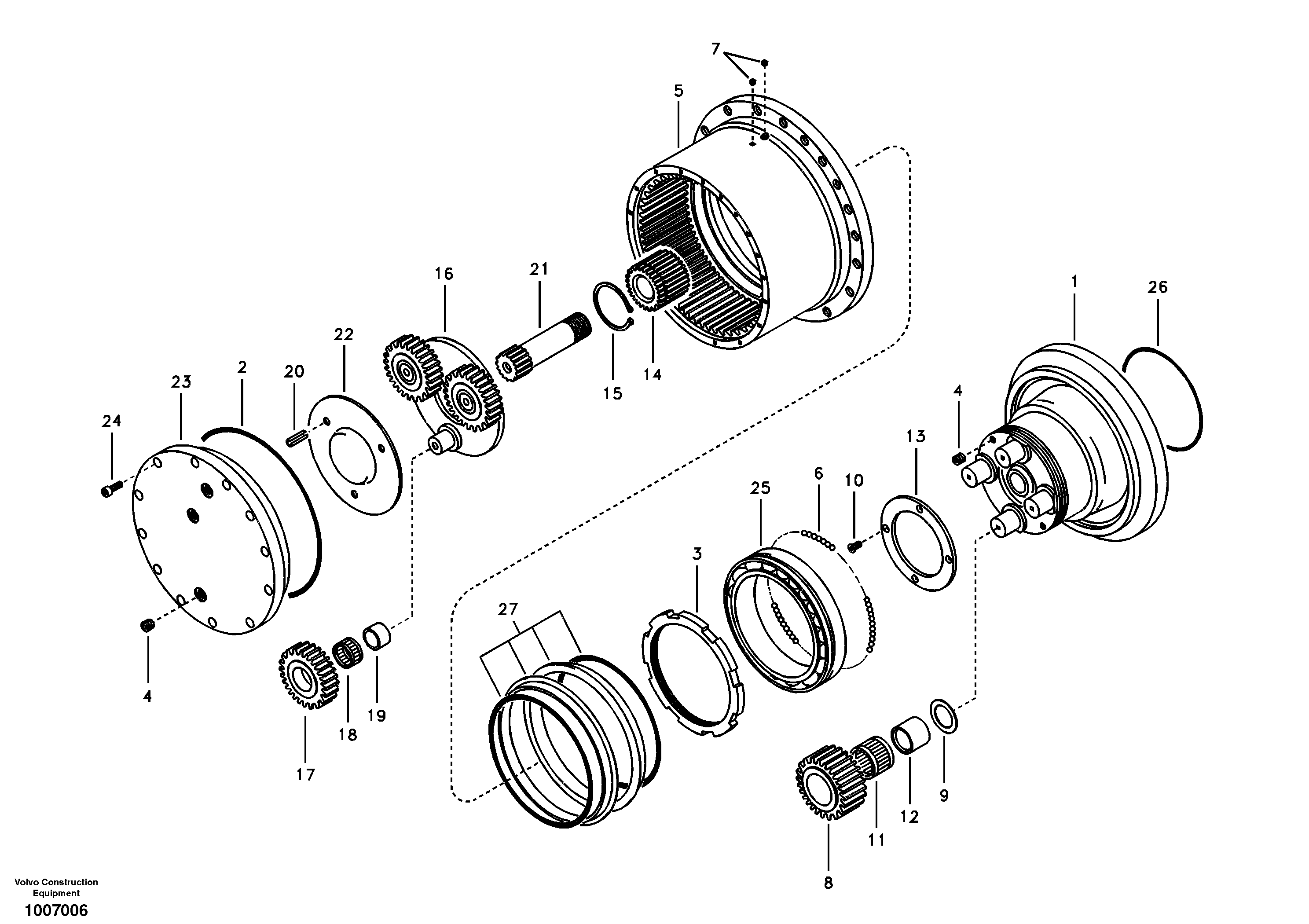 Схема запчастей Volvo EC55B - 94001 Travel gearbox 