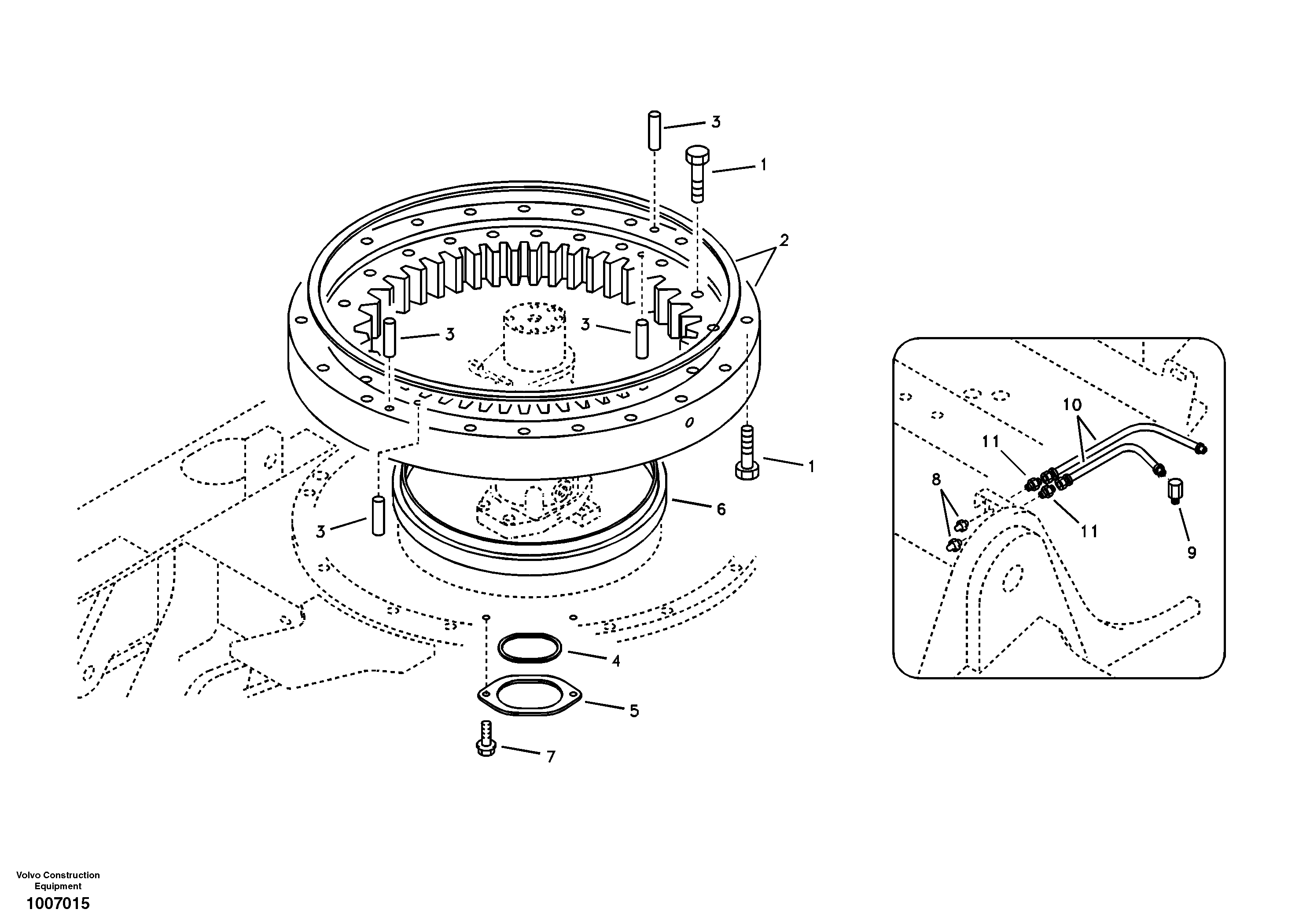 Схема запчастей Volvo EC55B - 33226 Swing system 