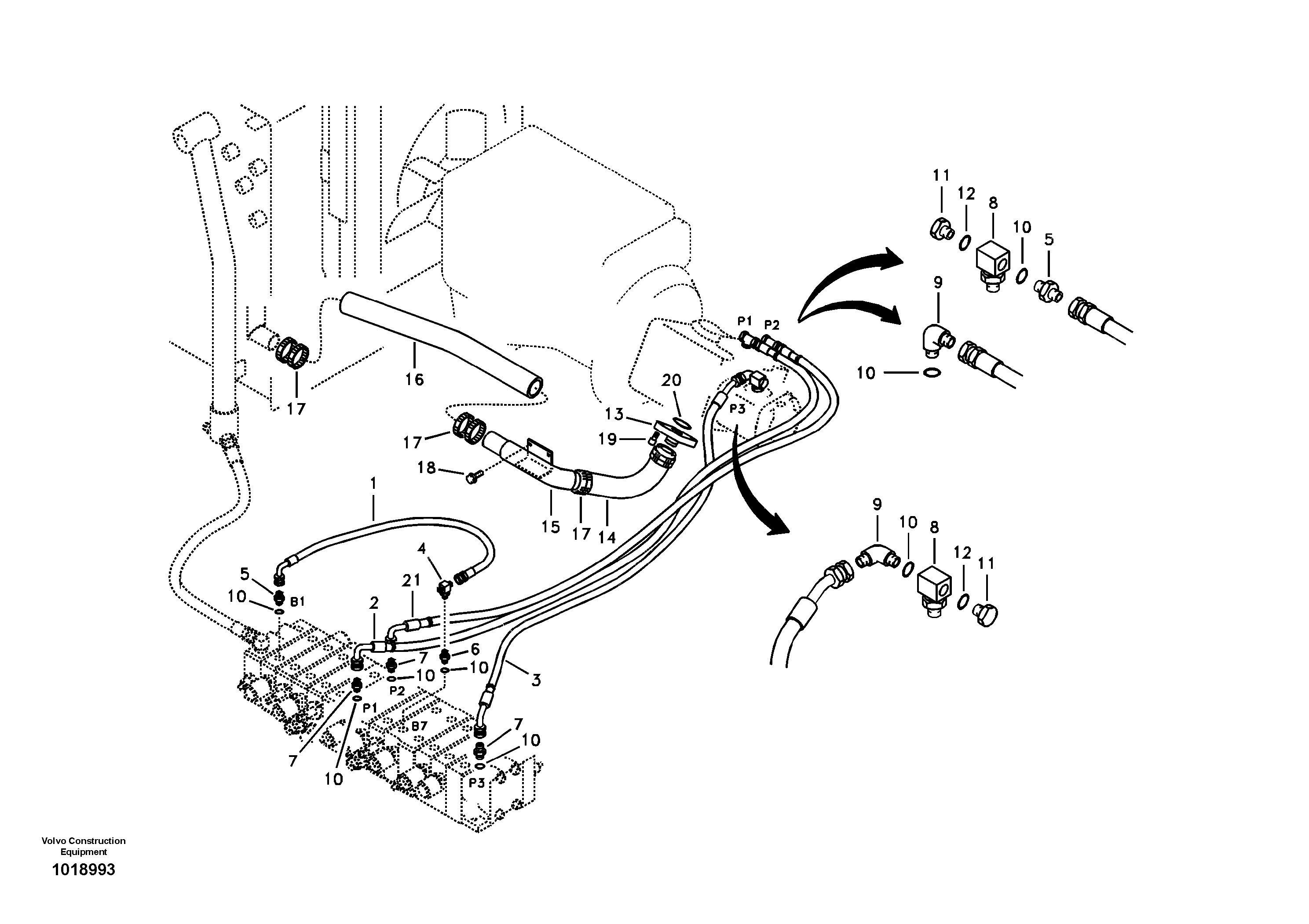 Схема запчастей Volvo EC55B - 79888 Hydraulic system, hydraulic tank to hydraulic pump 