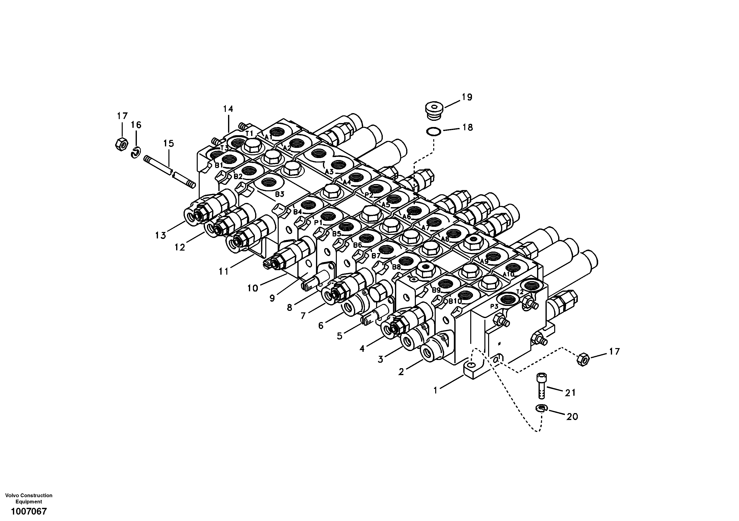 Схема запчастей Volvo EC55B - 94956 Control valve with fitting parts 