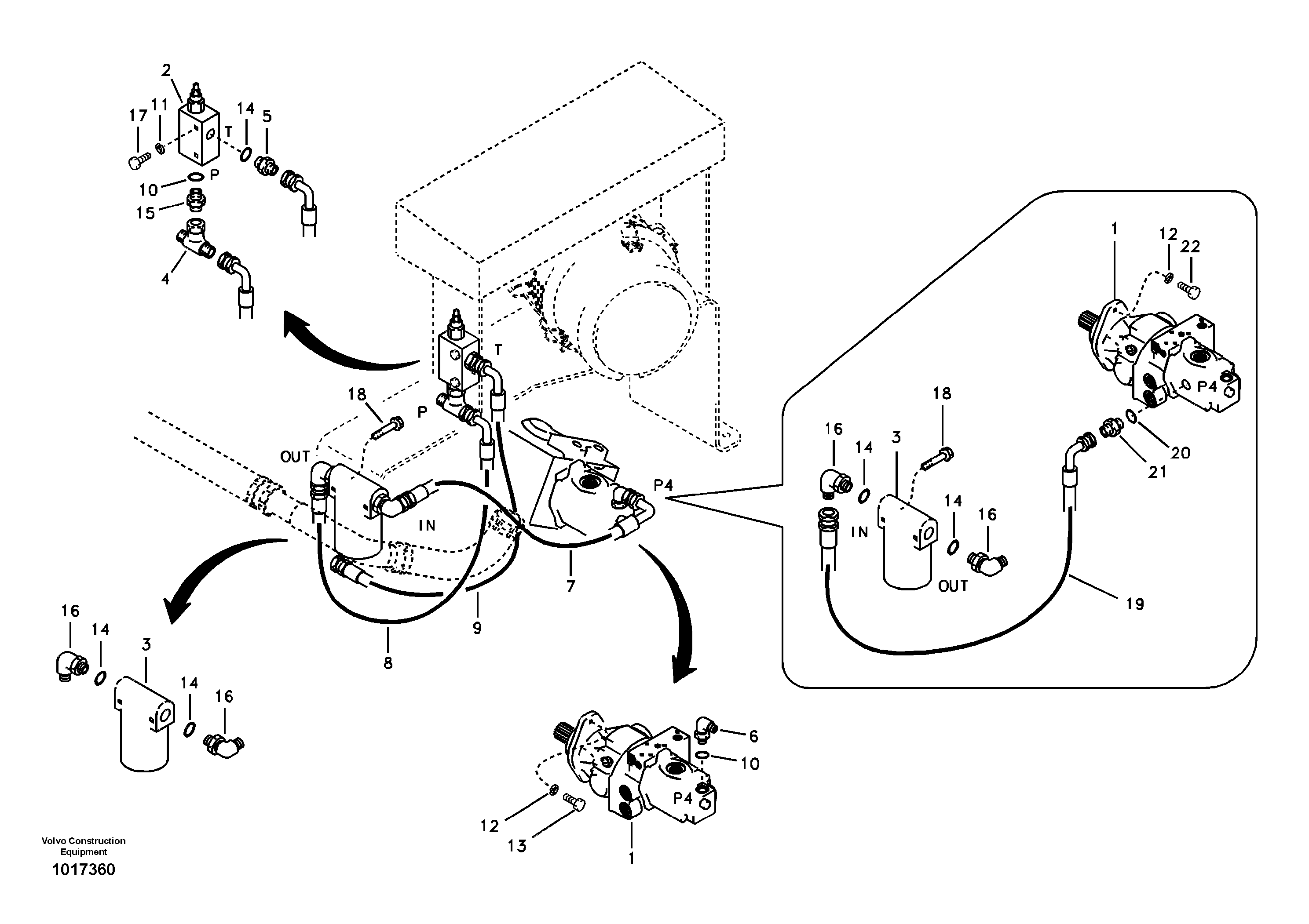 Схема запчастей Volvo EC55B - 23073 Pump installation 