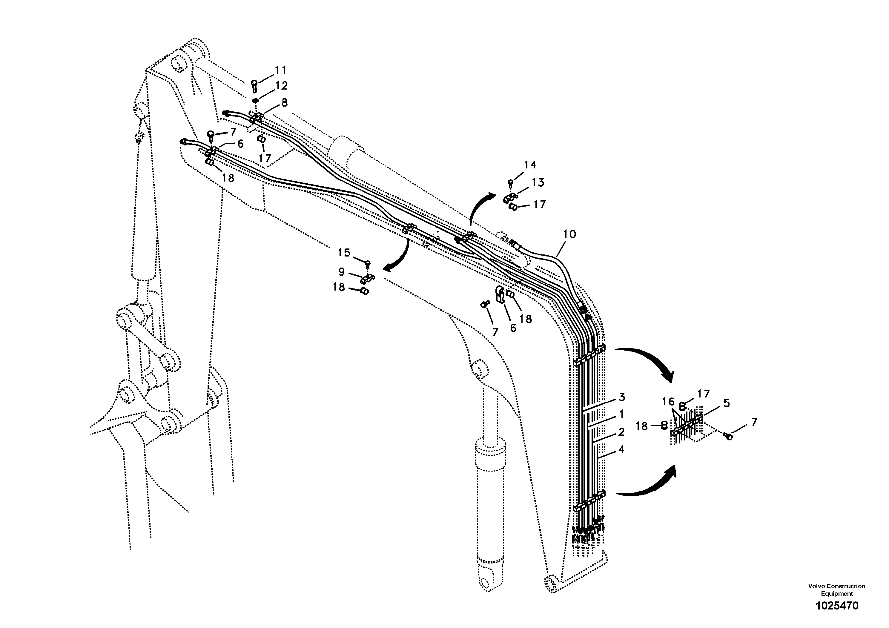 Схема запчастей Volvo EC55B - 34596 Working hydraulic, dipper arm cylinder on boom 
