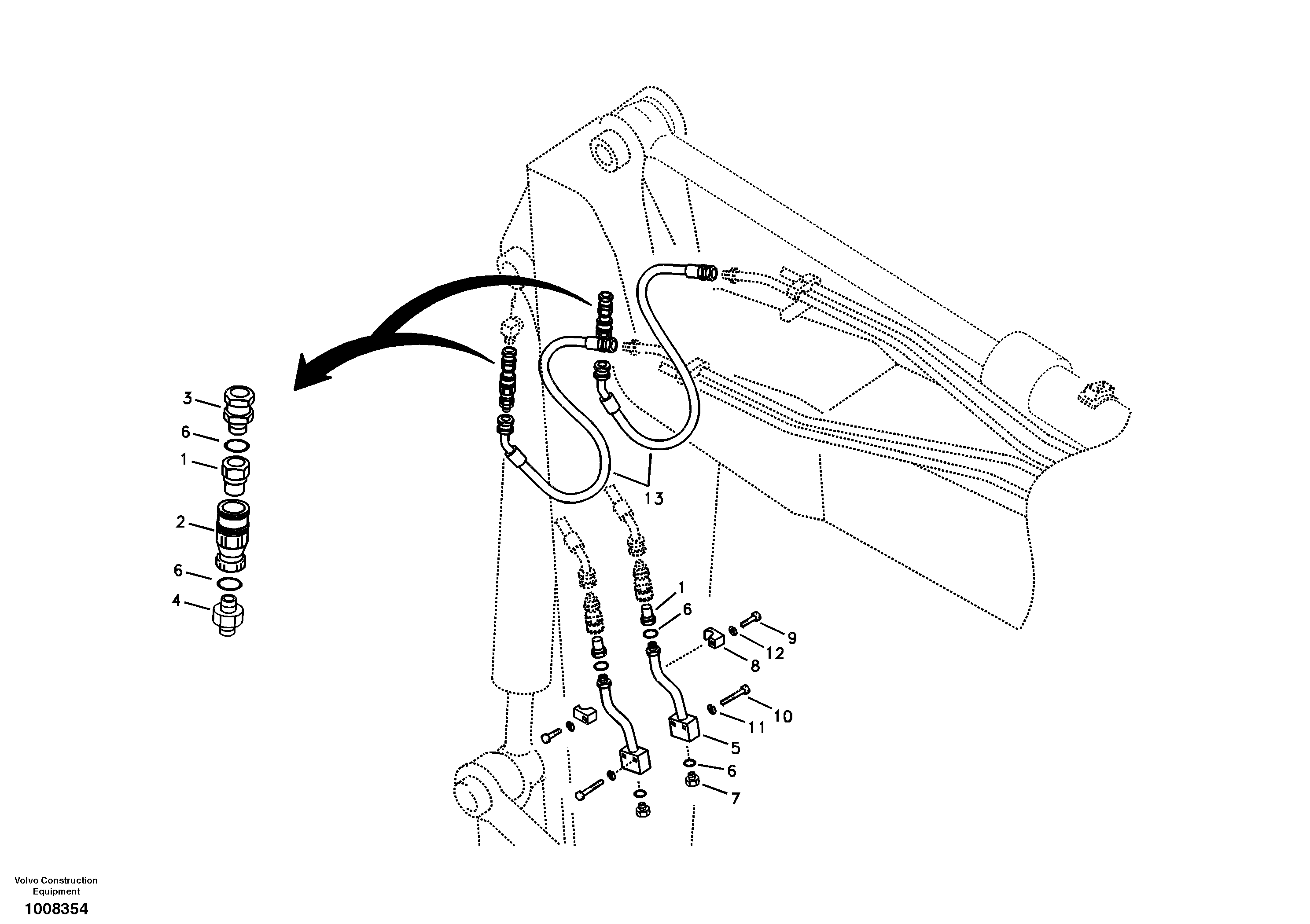 Схема запчастей Volvo EC55B - 95224 Working hydraulic, clamshell 