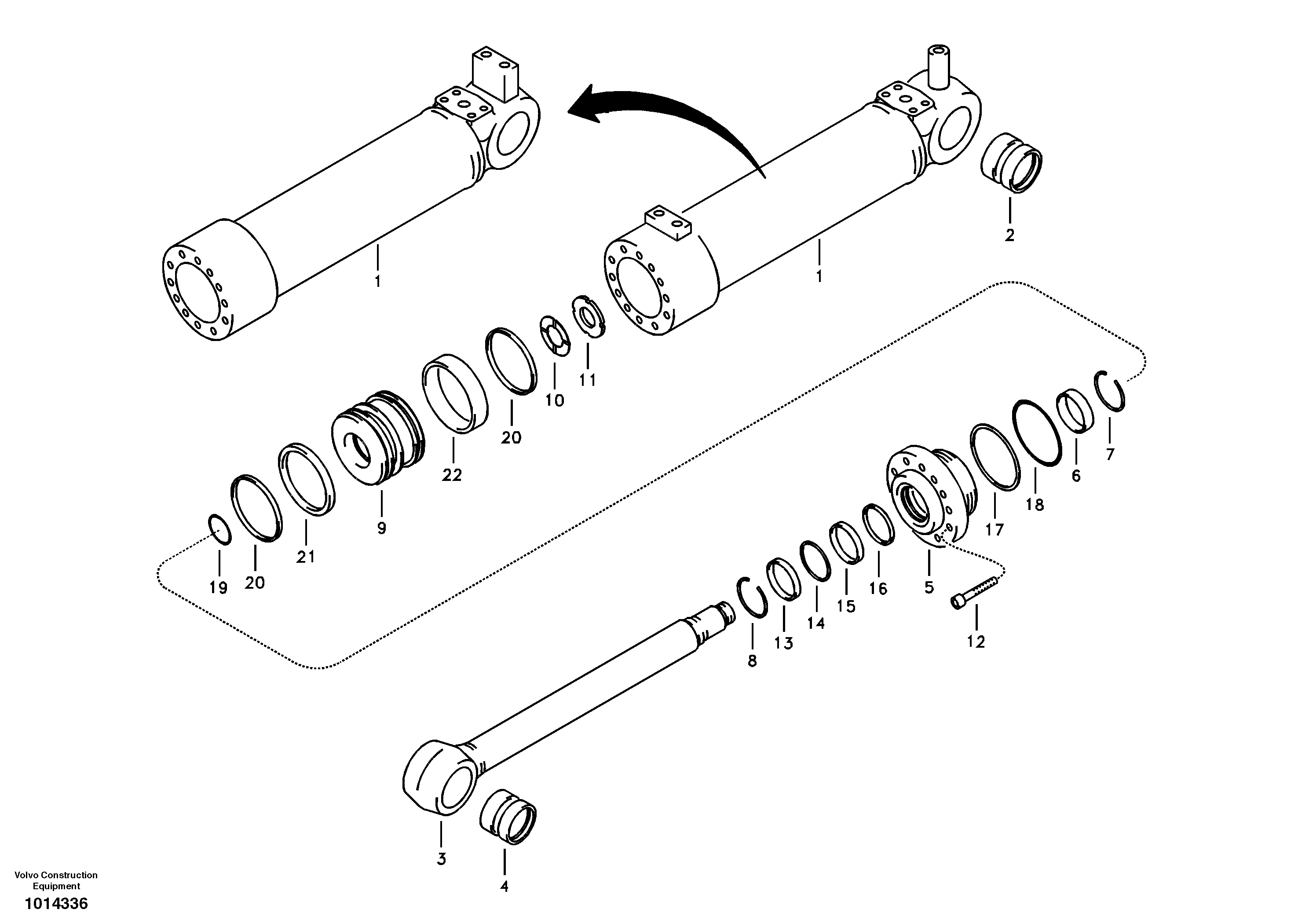 Схема запчастей Volvo EC55B - 79090 Гидроцилиндр отвала 