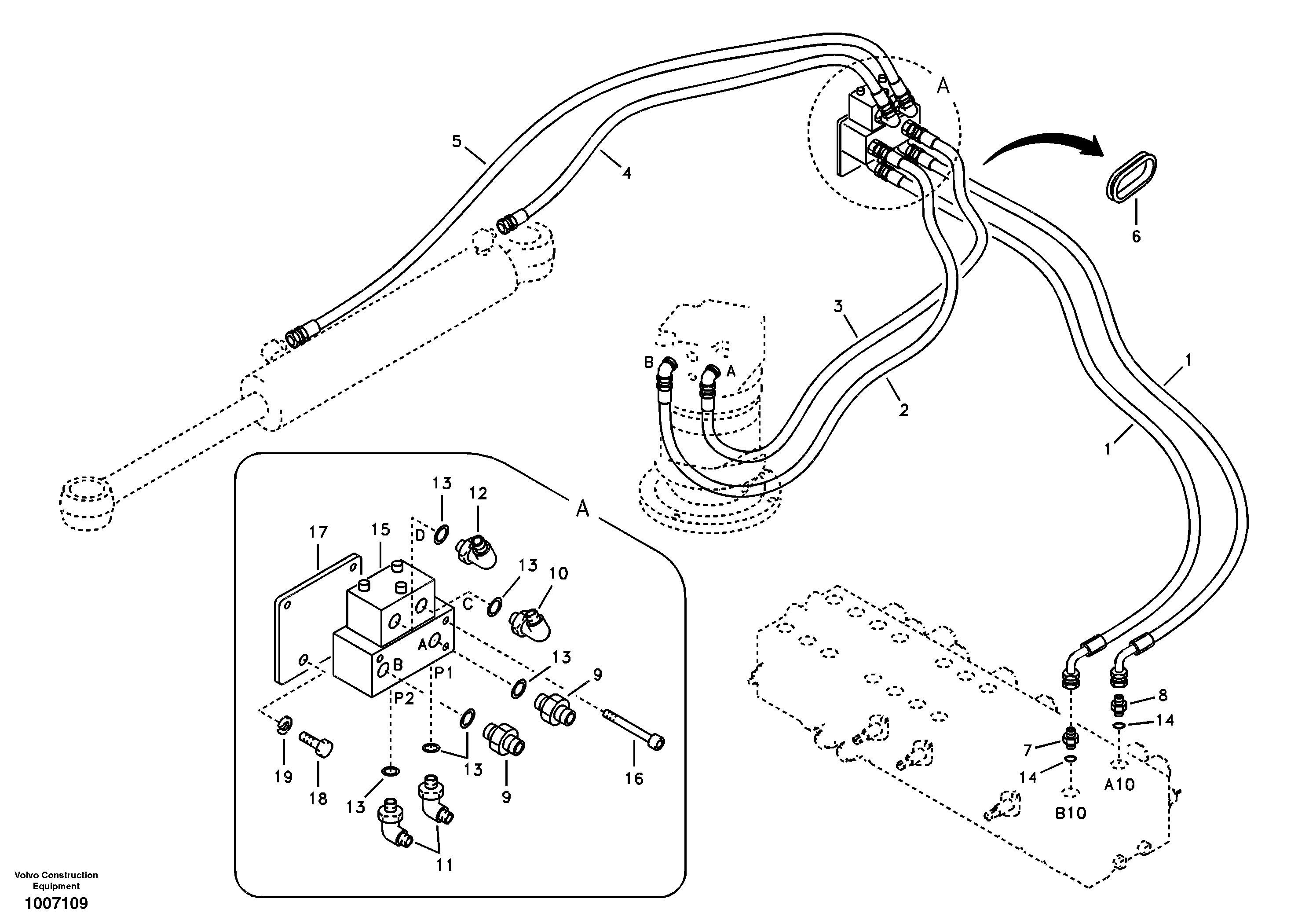 Схема запчастей Volvo EC55B - 32062 Boom swing system 
