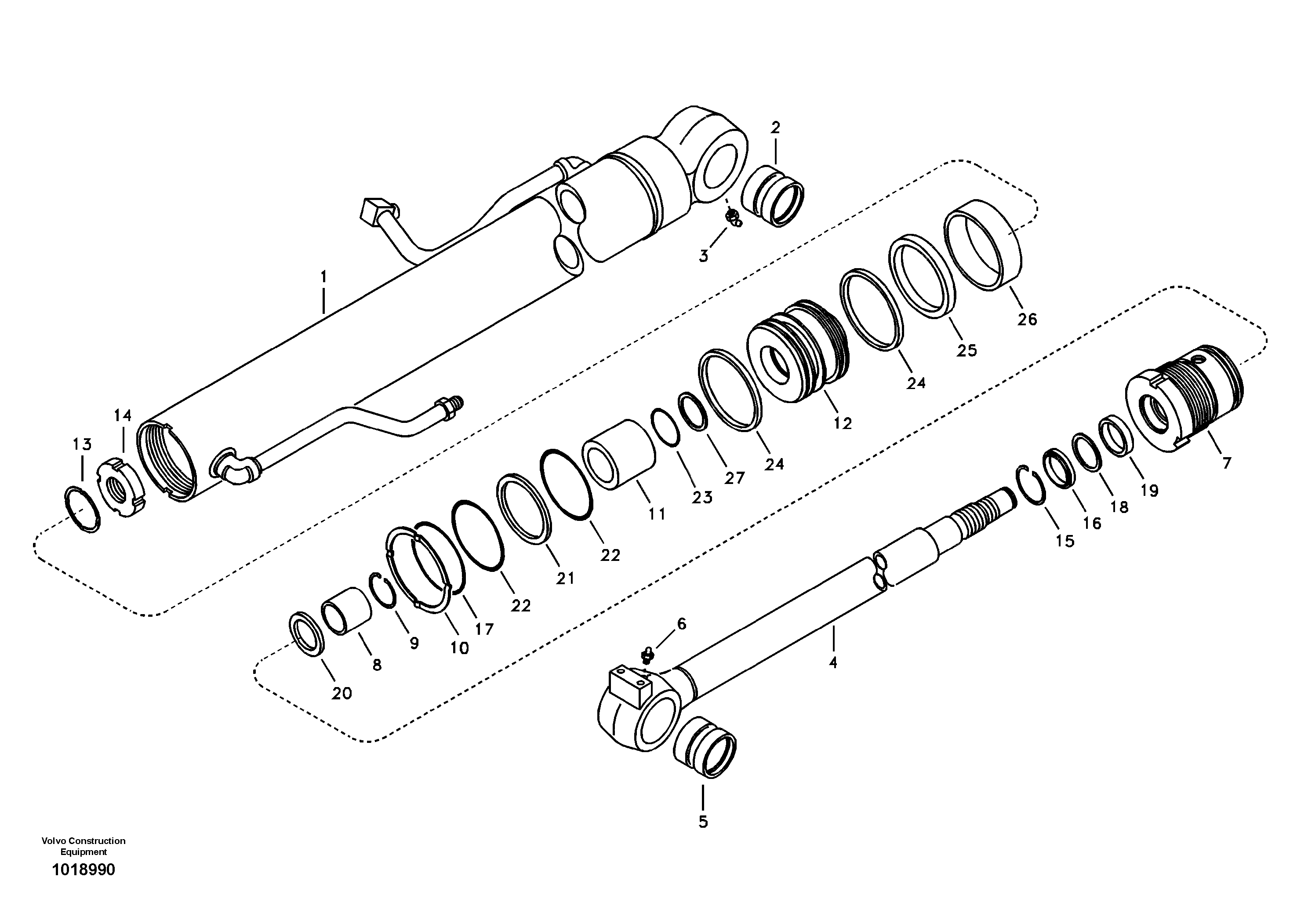 Схема запчастей Volvo EC55B - 64655 Гидроцилиндр стрелы 