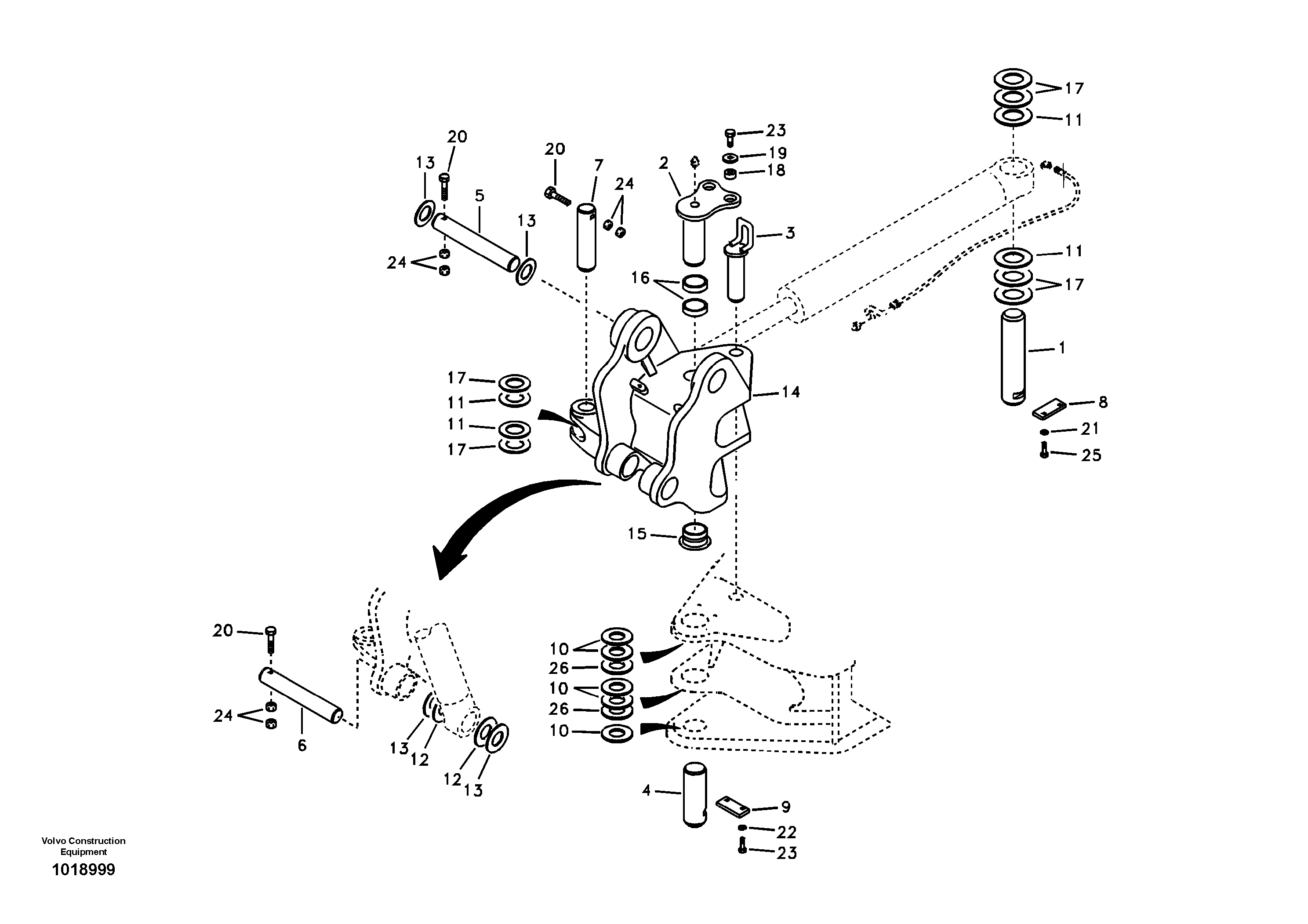 Схема запчастей Volvo EC55B - 96452 Links to boom 