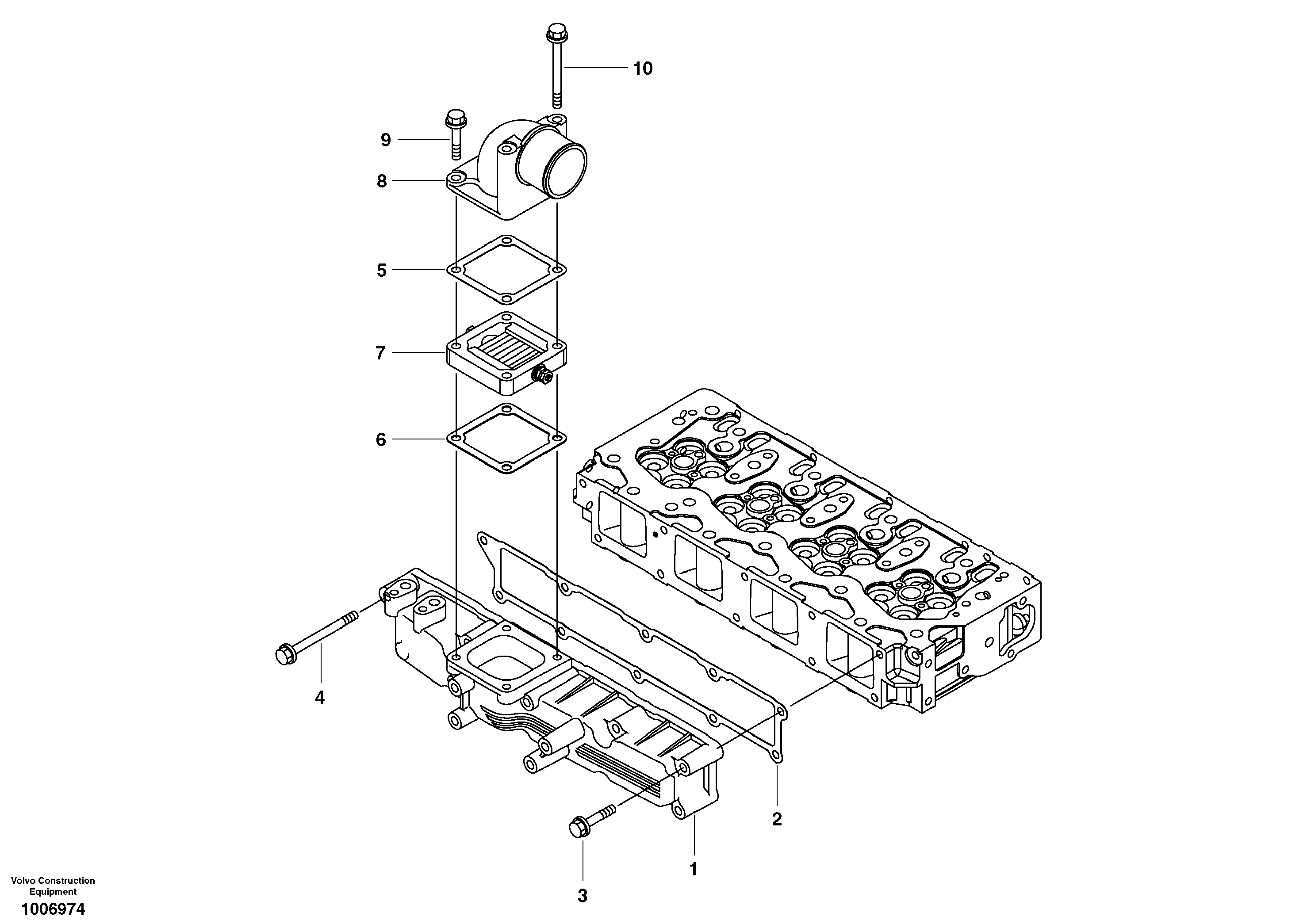 Схема запчастей Volvo EW55B - 3981 Inlet manifold 