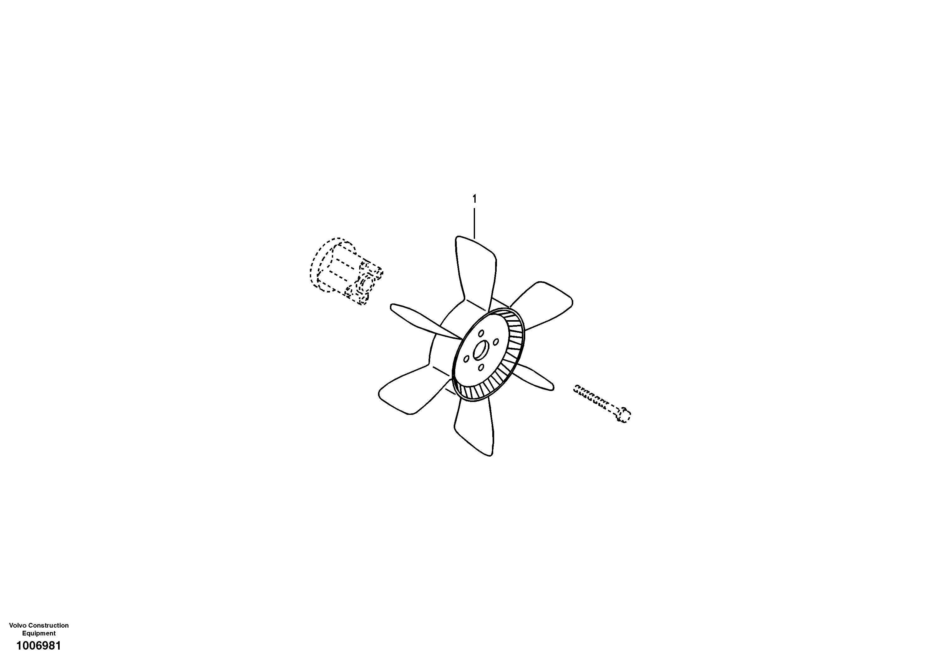Схема запчастей Volvo EW55B - 3696 Cooling fan mounting 