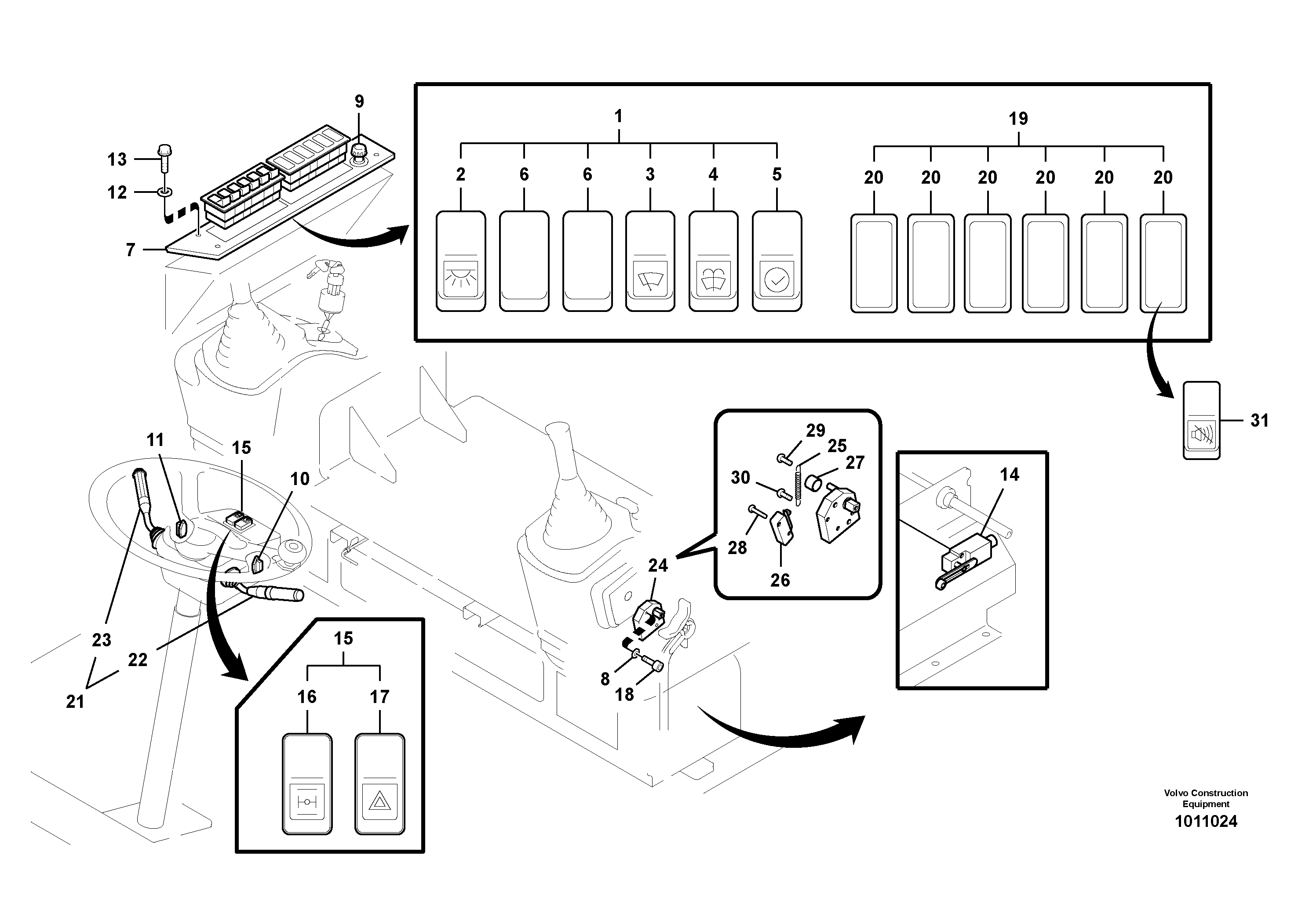 Схема запчастей Volvo EW55B - 54111 Переключатель 
