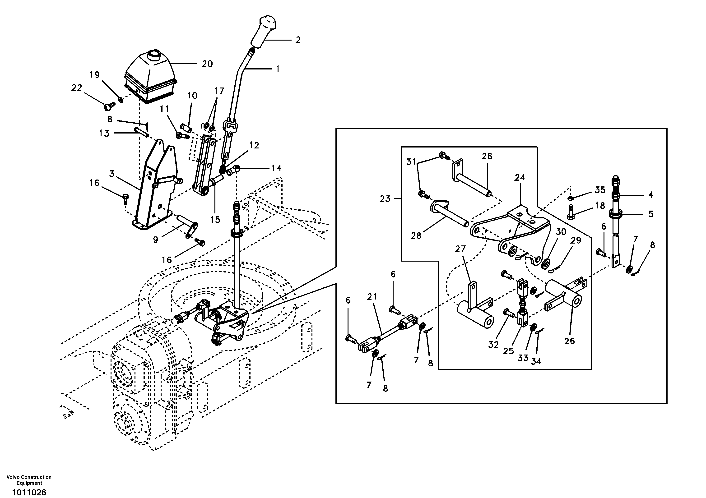 Схема запчастей Volvo EW55B - 77412 Система управления трансмиссией 