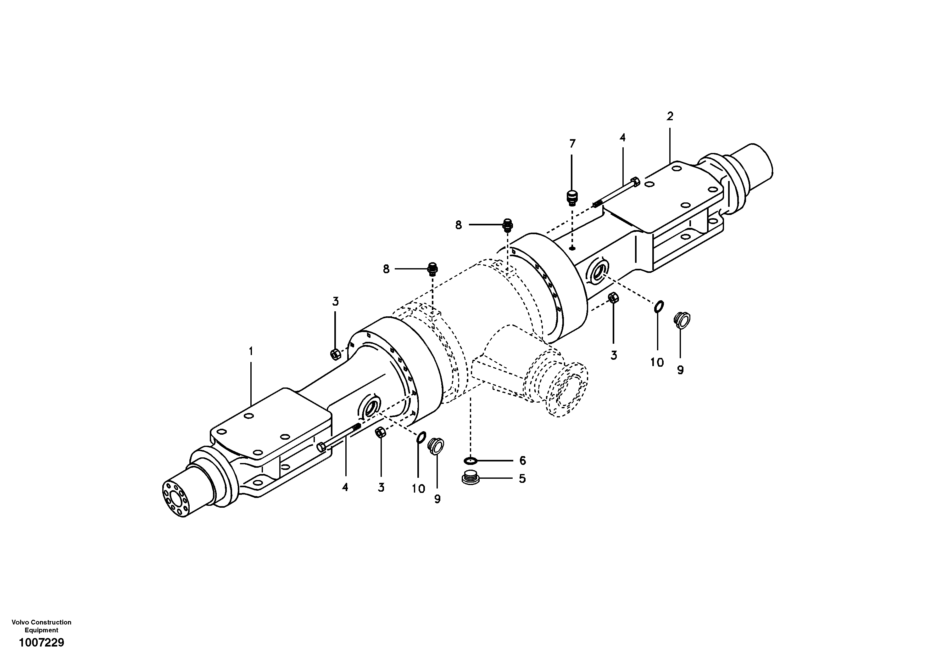 Схема запчастей Volvo EW55B - 4462 Картер (корпус) заднего моста 