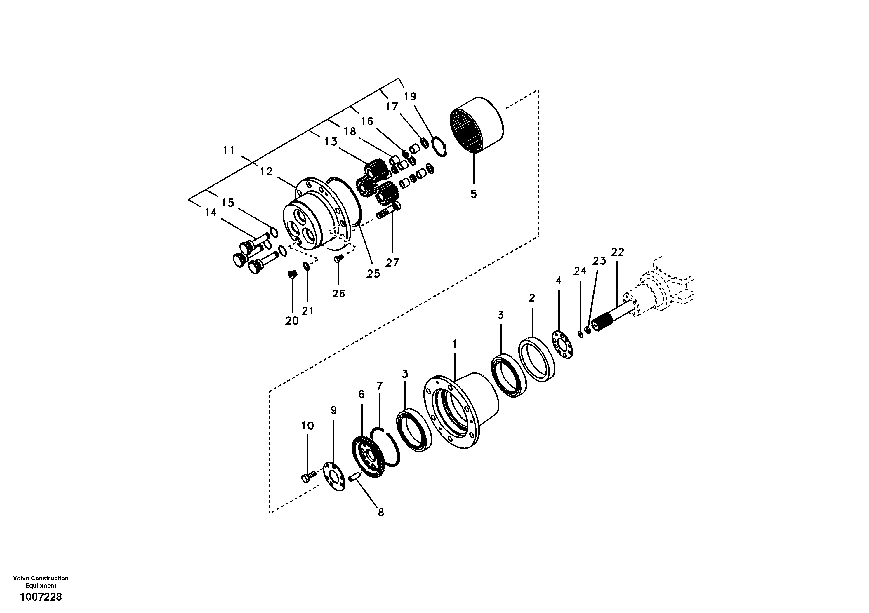 Схема запчастей Volvo EW55B - 78831 Hub reduction, rear axle 