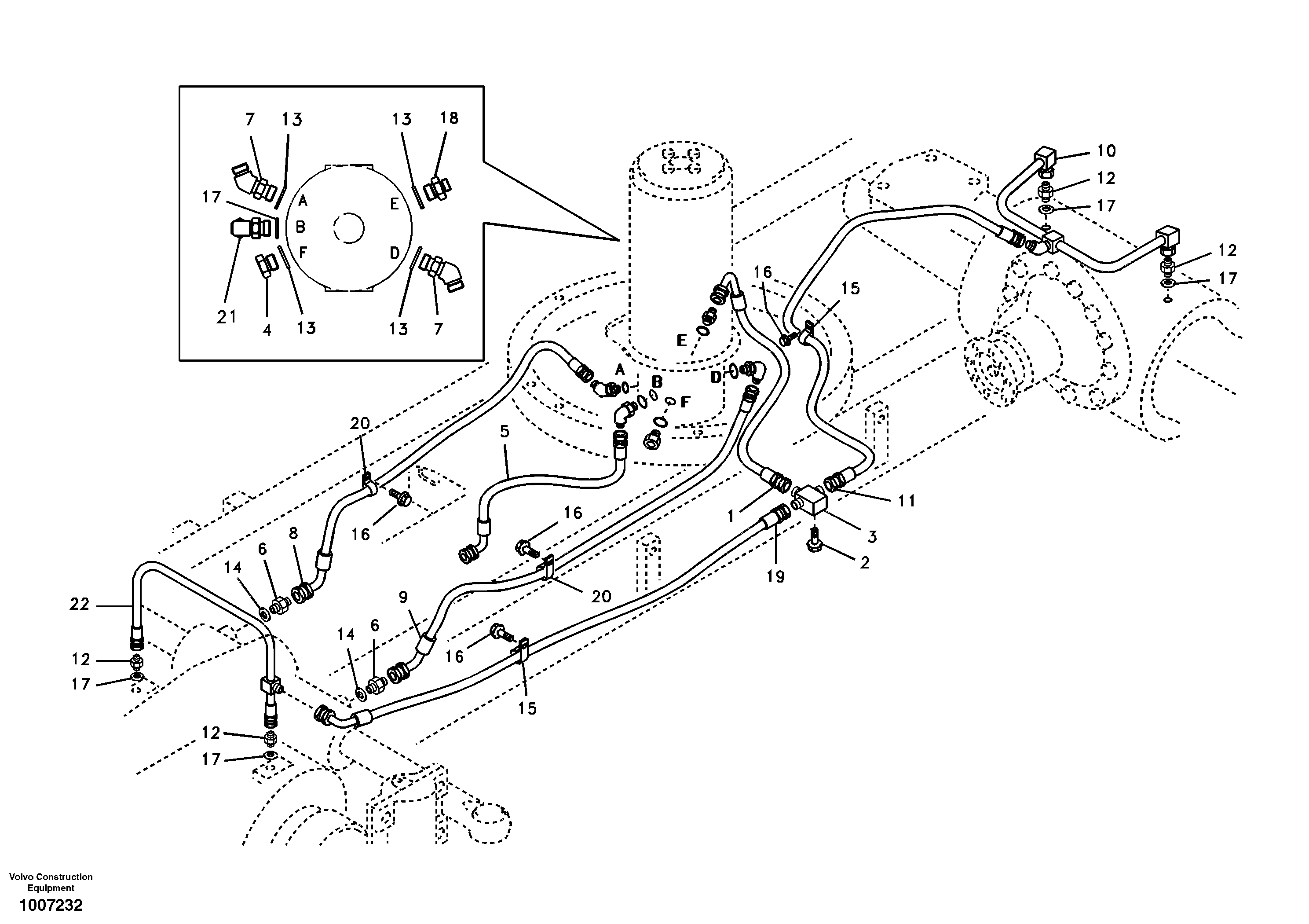 Схема запчастей Volvo EW55B - 5024 Hydraulic system, lower brake line 