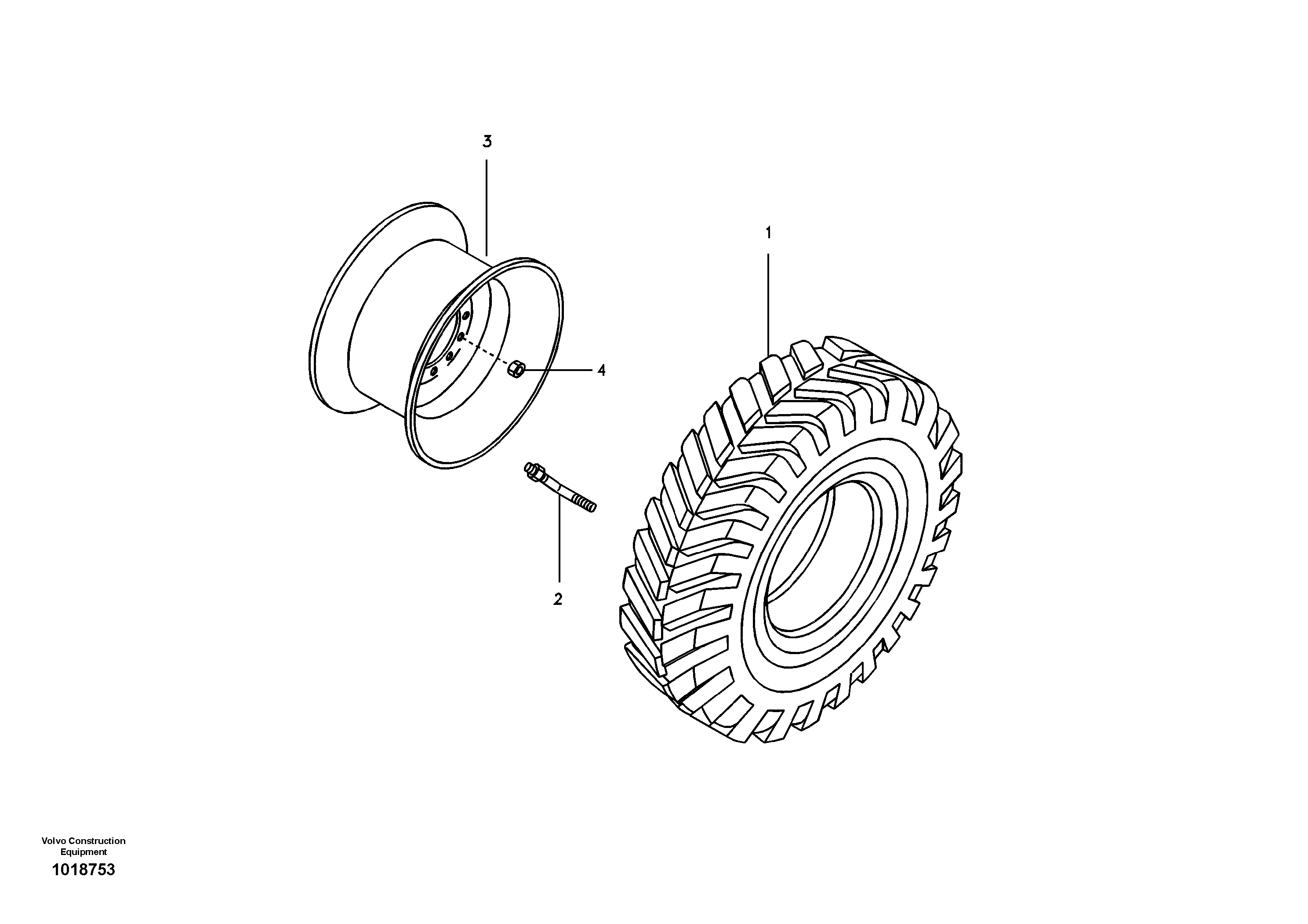 Схема запчастей Volvo EW55B - 58232 Wheel and tire 