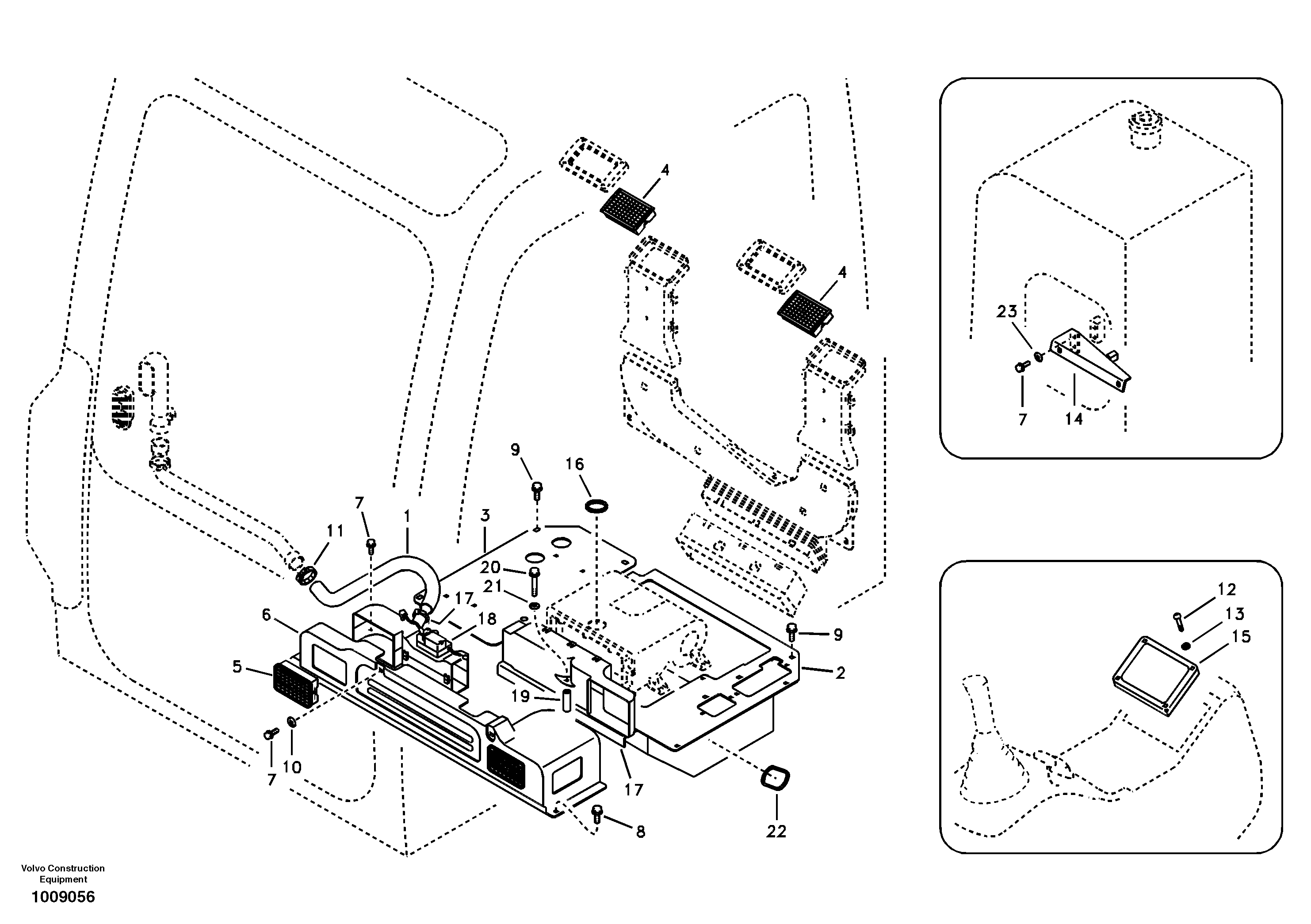 Схема запчастей Volvo EW55B - 49223 Air duct in cabin and cabin floor 