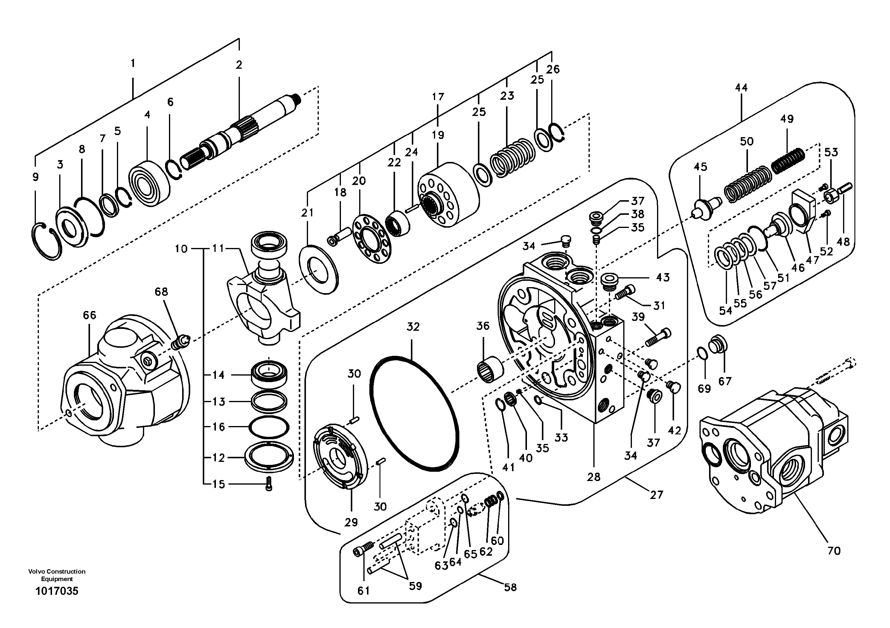 Схема запчастей Volvo EW55B - 67598 Гидронасос (шестеренчатый) 