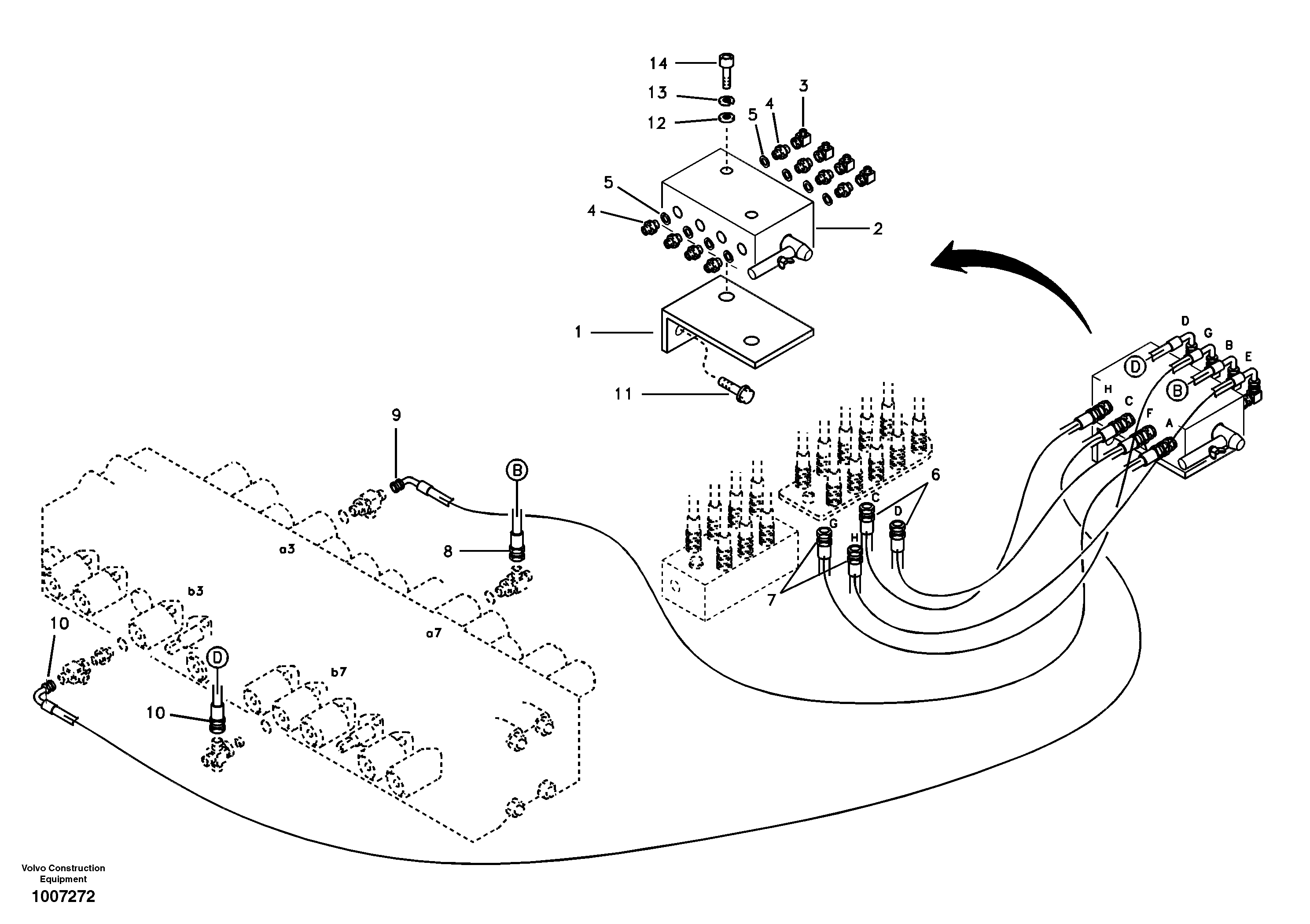 Схема запчастей Volvo EW55B - 6603 Servo system, changing lever function 
