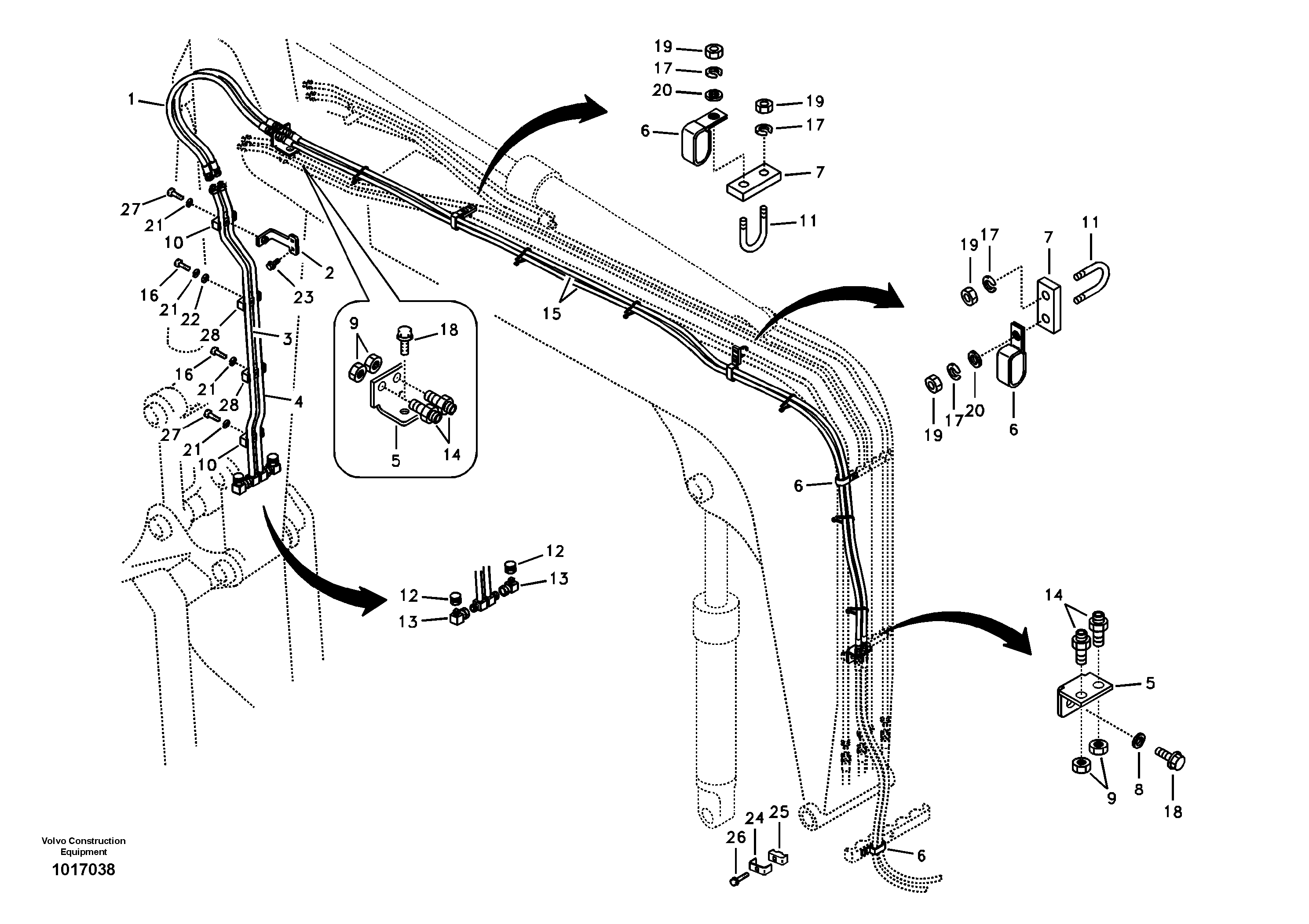 Схема запчастей Volvo EW55B - 6618 Working hydraulic, quick fit on boom 