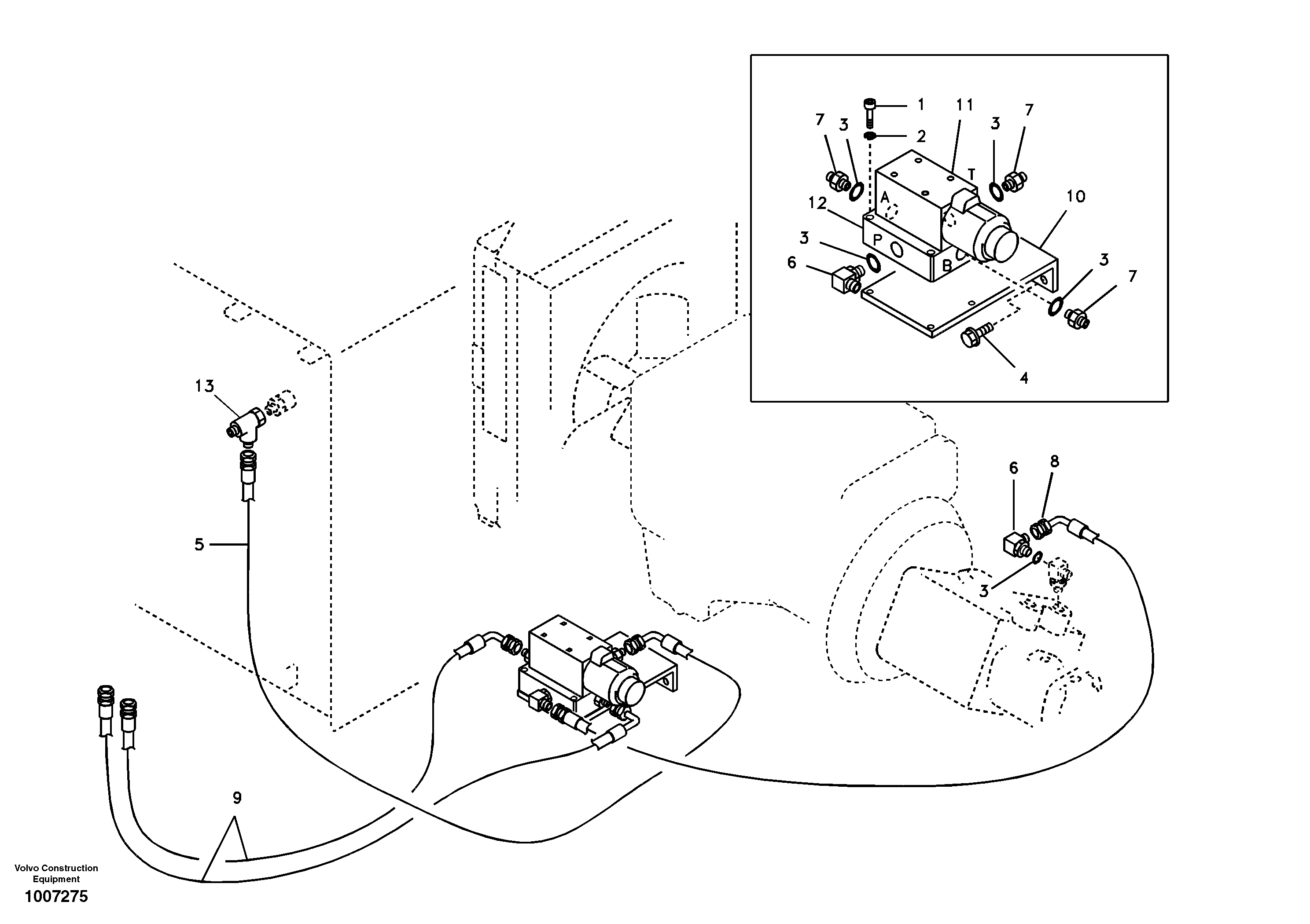 Схема запчастей Volvo EW55B - 76724 Working hydraulic, quick fit on upper frame 